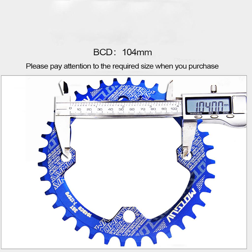 104BCD Round Narrow Wide 30-38T Chainring MTB Bike Chain Wheel Blue 34T