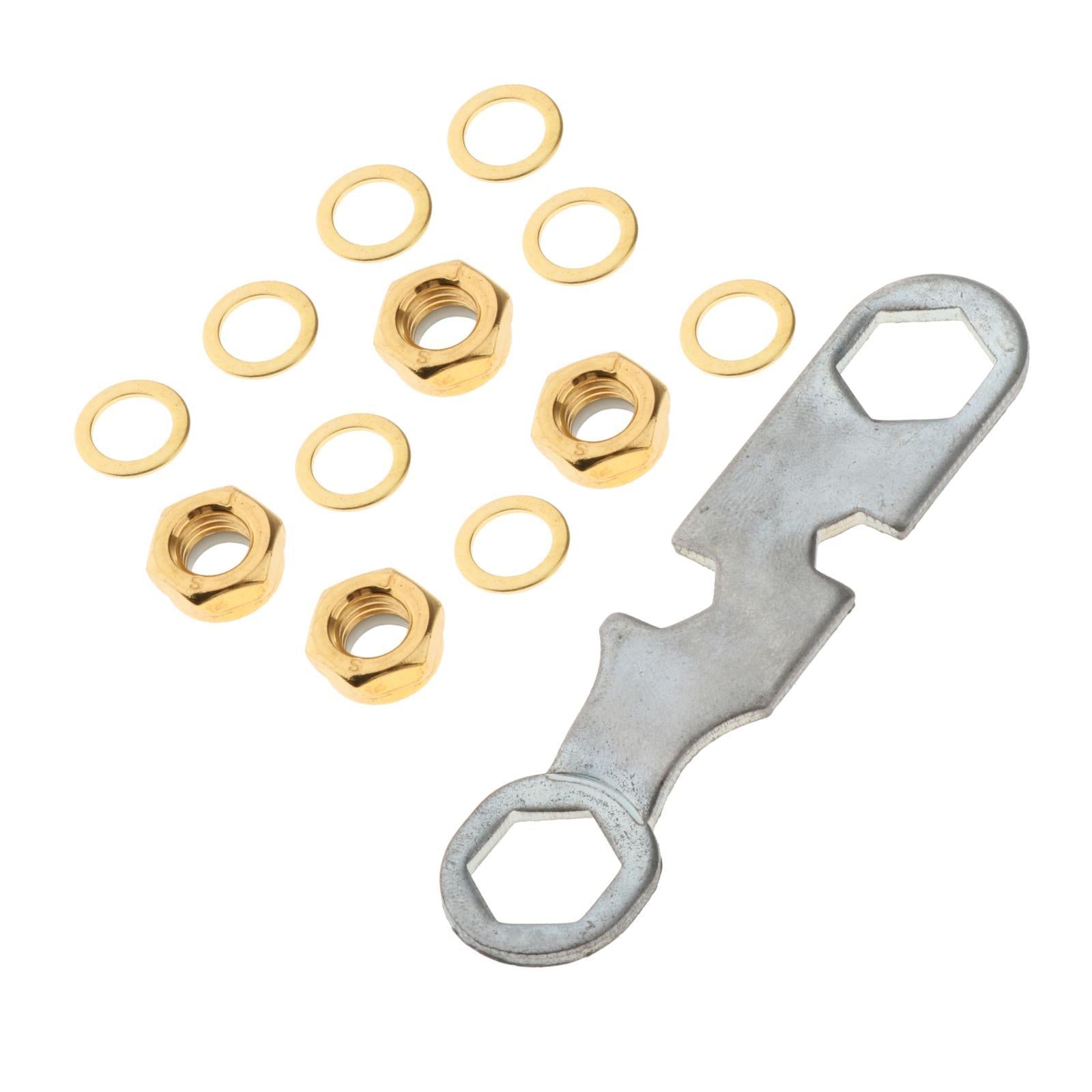 4xSkateboard Truck Rebuild Kit Washers M8 Nuts and Wrench Tool Golden