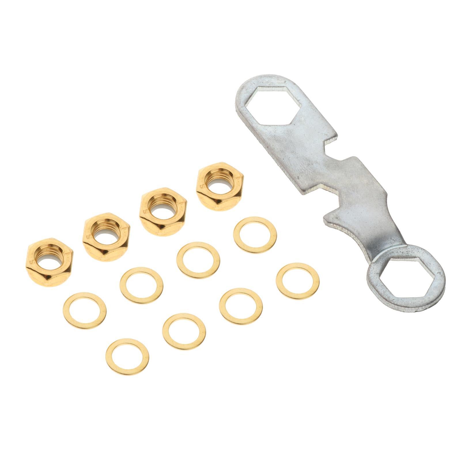 4xSkateboard Truck Rebuild Kit Washers M8 Nuts and Wrench Tool Golden