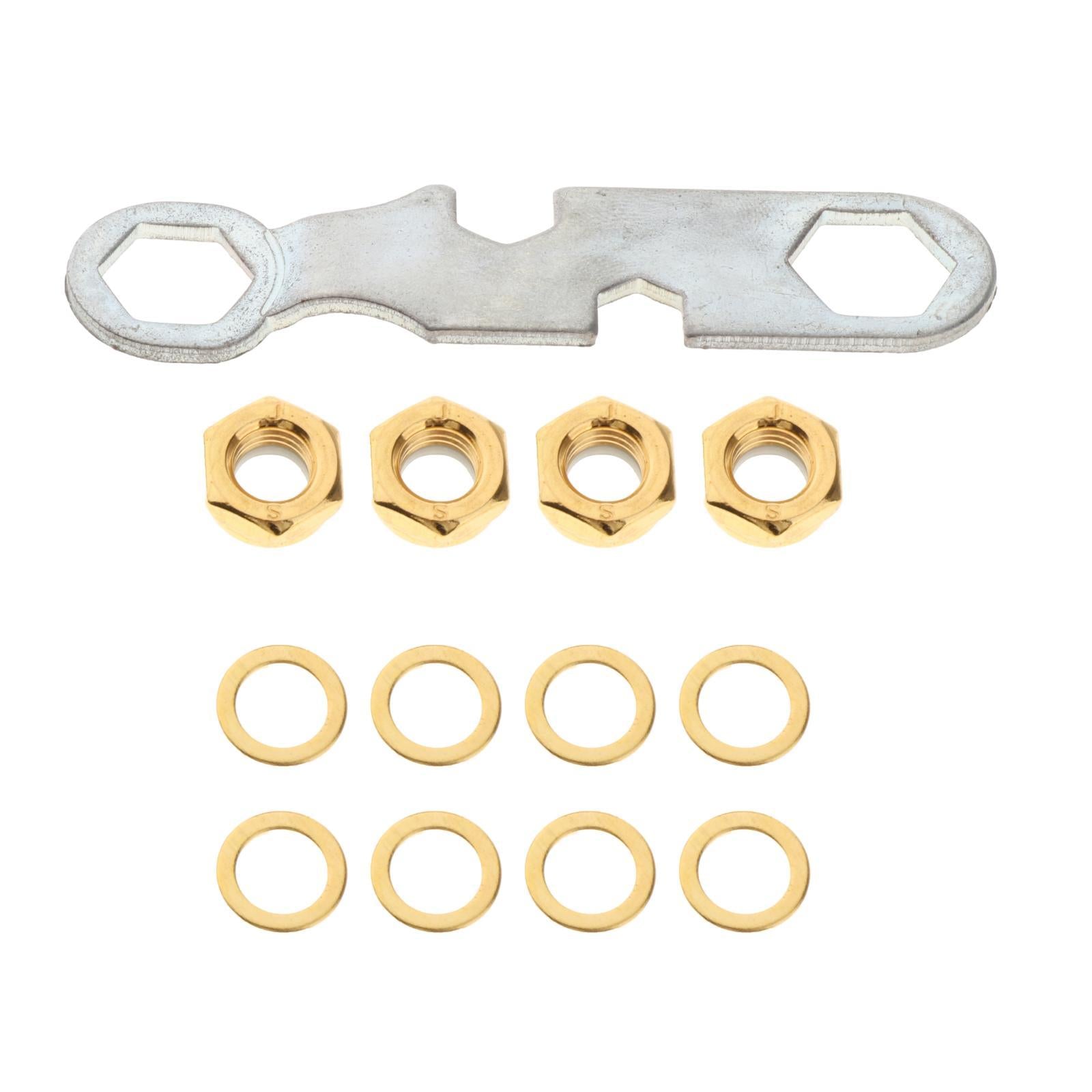 4xSkateboard Truck Rebuild Kit Washers M8 Nuts and Wrench Tool Golden