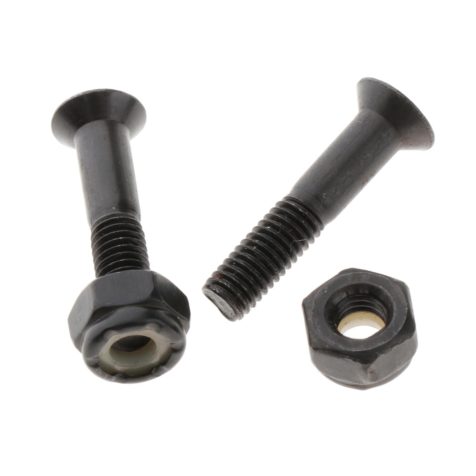 2x8x Longboard Skateboard Wheel Repair Hardware Screws with Wrench 1'' Black