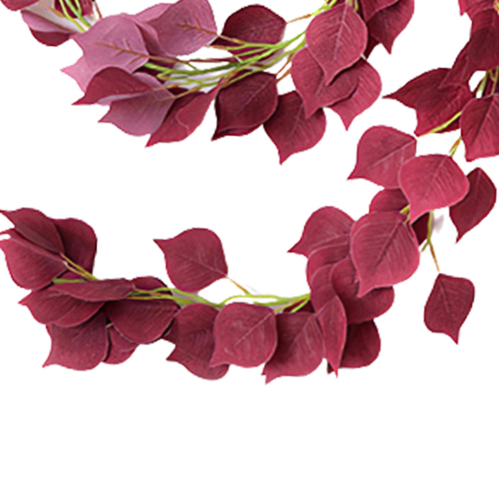 Artificial Eucalyptus Leaves Vines Wall Hanging Plant Pointed Crimson