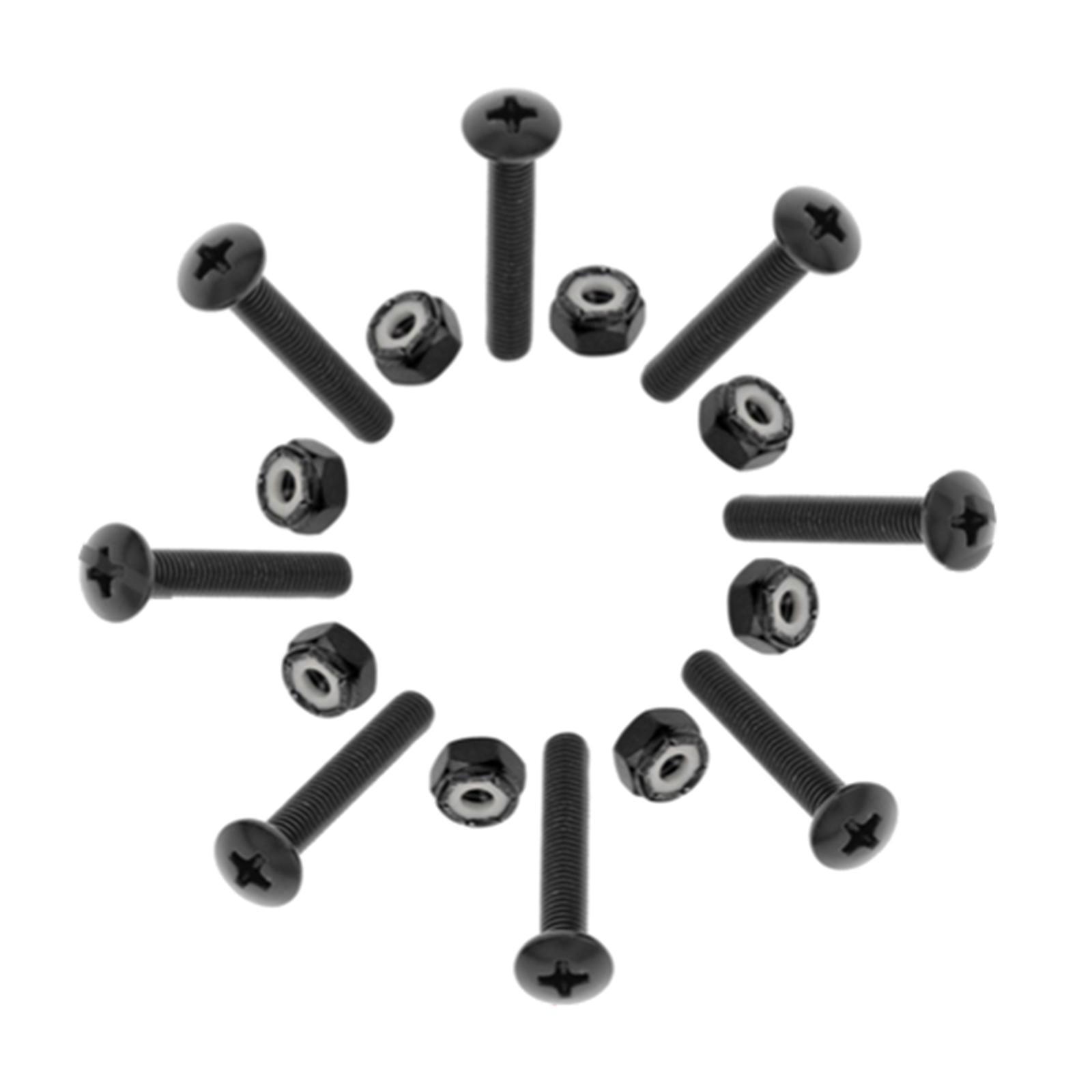 4xReplacement Longboard Skateboard Mounting Hardware Screws Black_35mm_8pcs
