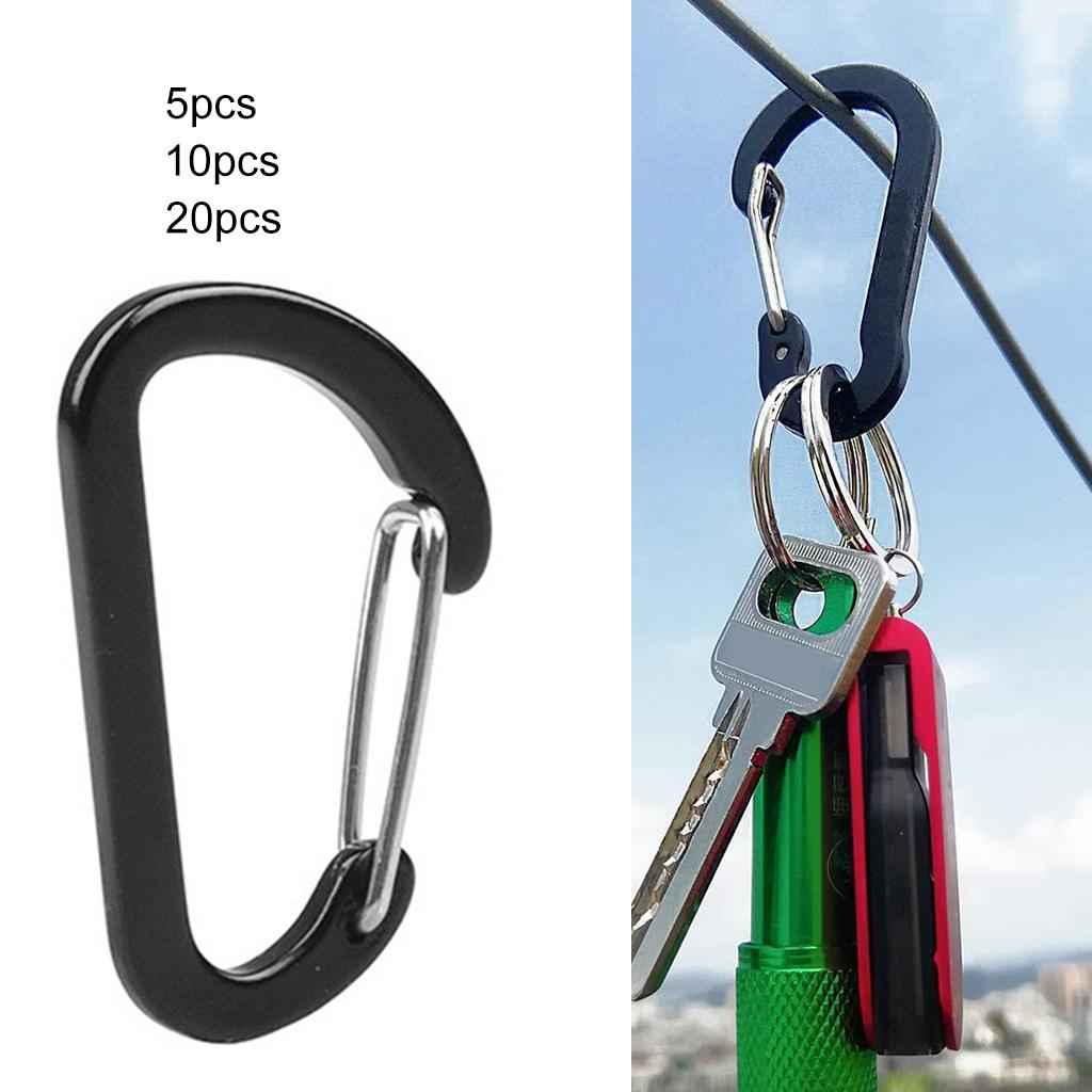 Carabiner Clips Hiking Keychain D-Ring Buckle Aluminum Alloy Fishing 5pcs
