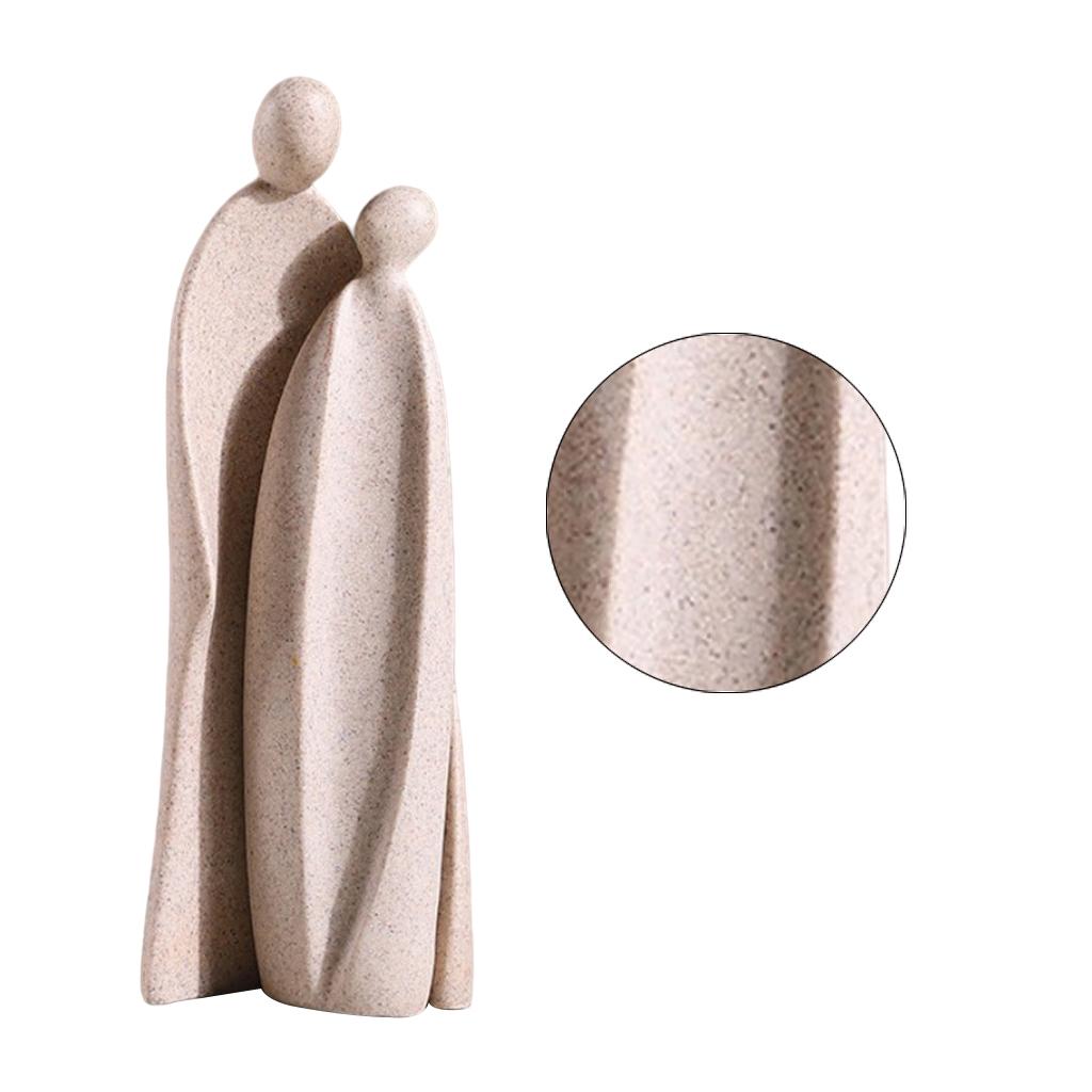 Abstract Human Family Sculpture Ornament Statue Decoration Adornment Beige_A