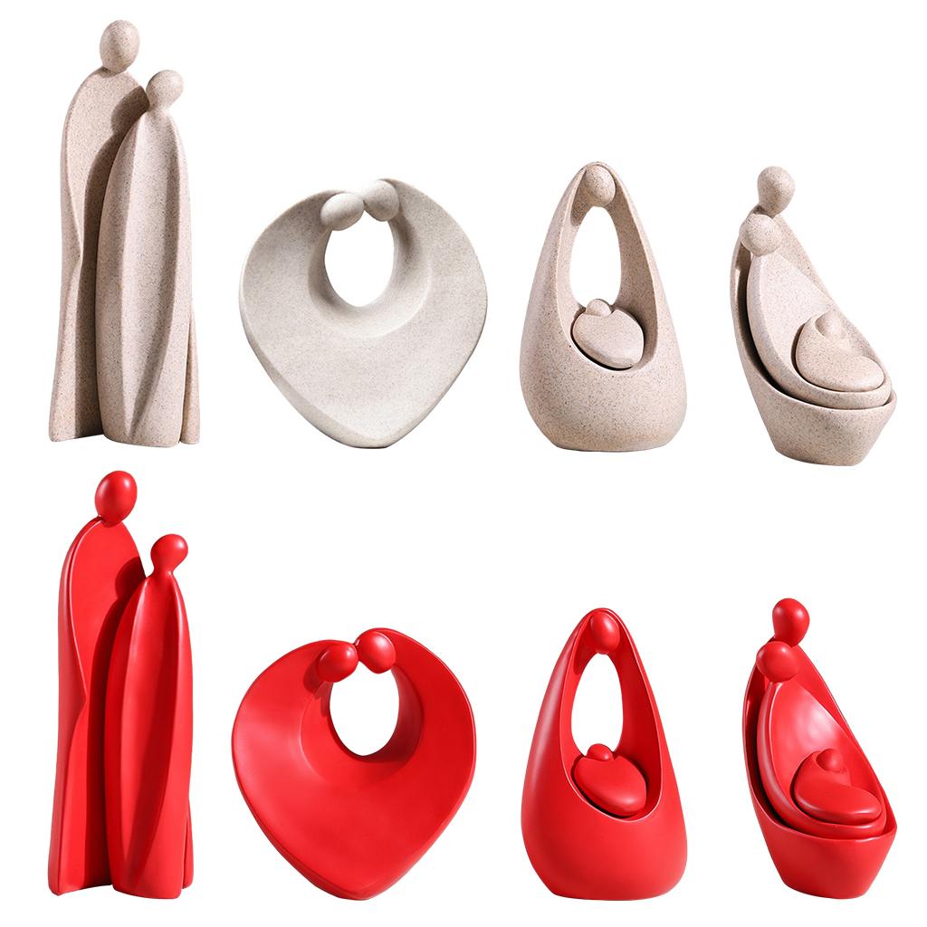 Abstract Human Family Sculpture Ornament Statue Decoration Adornment Beige_A