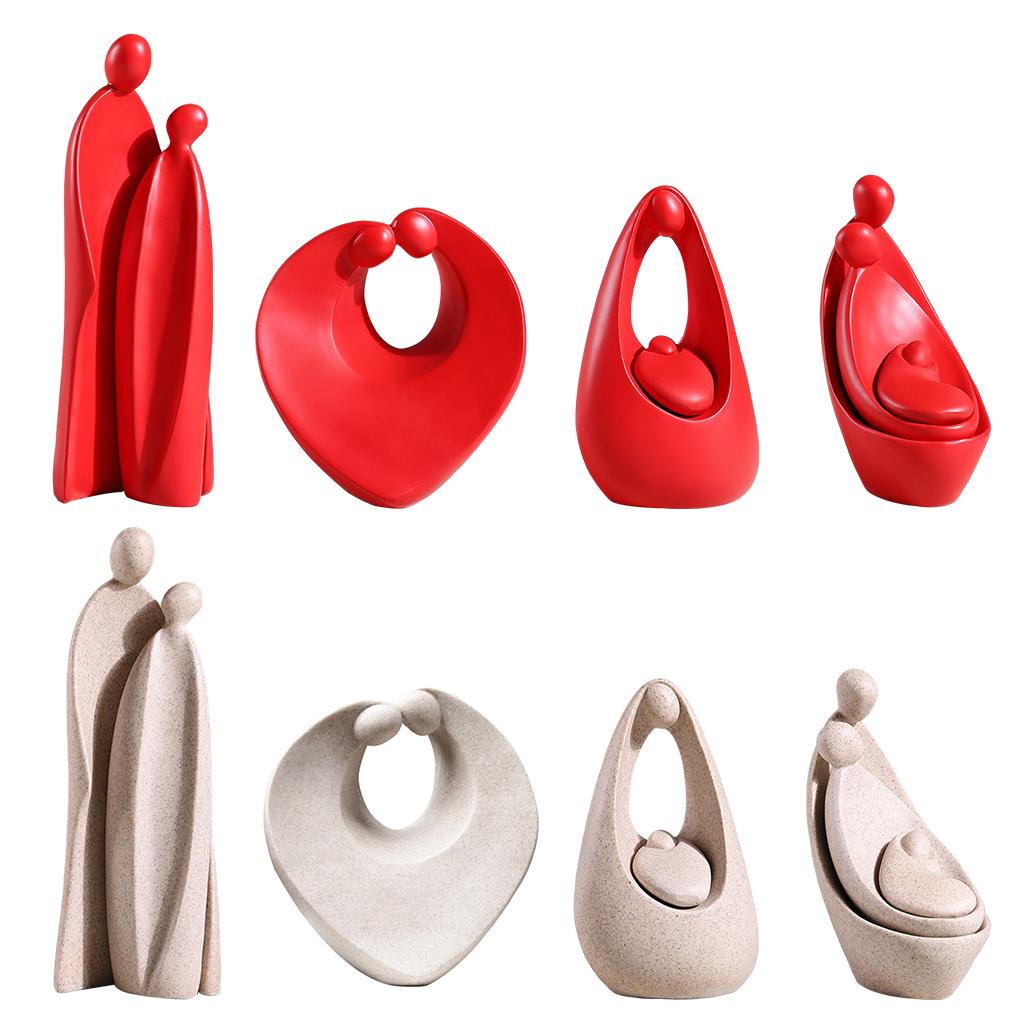 Abstract Human Family Sculpture Ornament Statue Decoration Adornment Beige_A