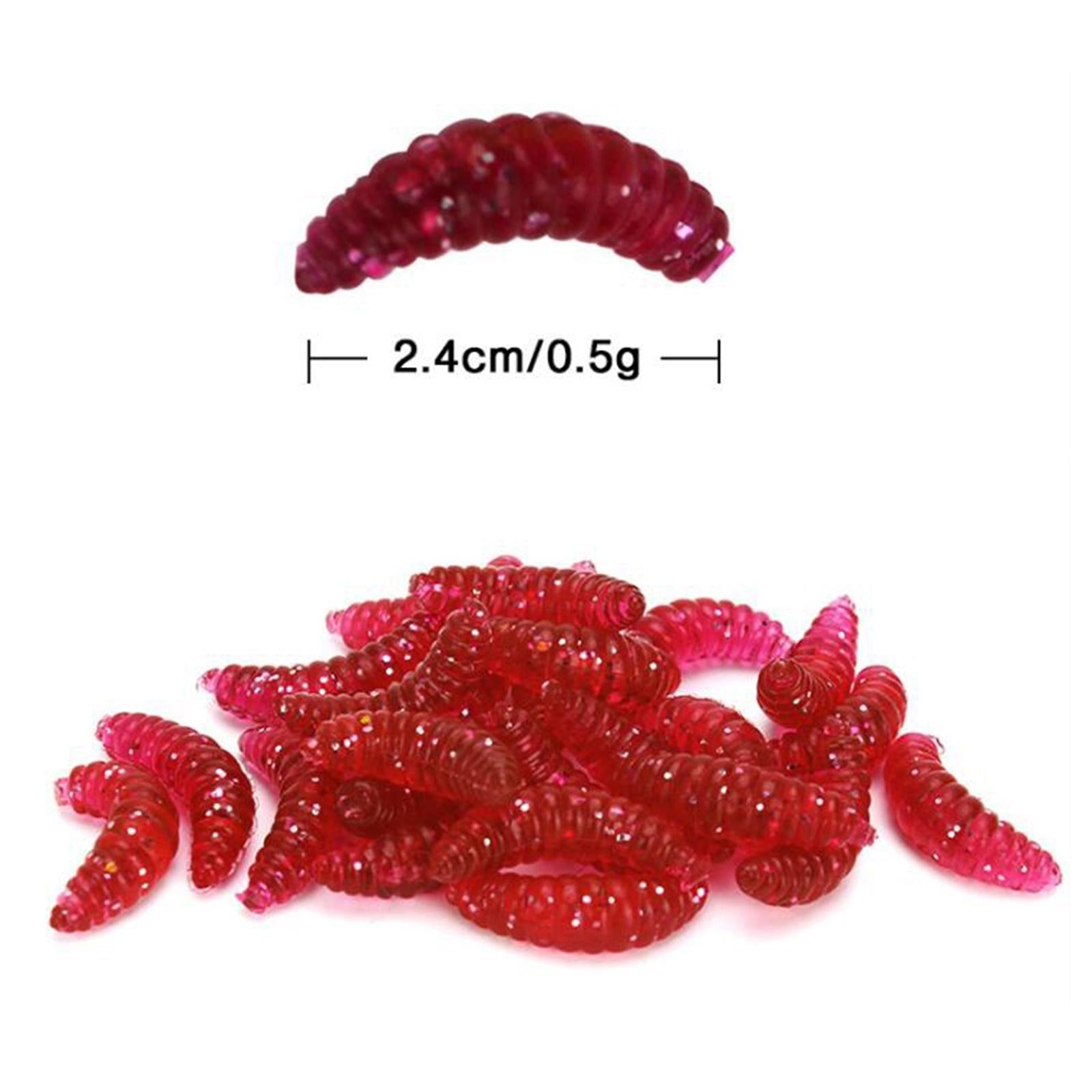 3xFishing Lure Soft Plastic Worm Larva Grub Baits Freshwater Tackle 100PCS