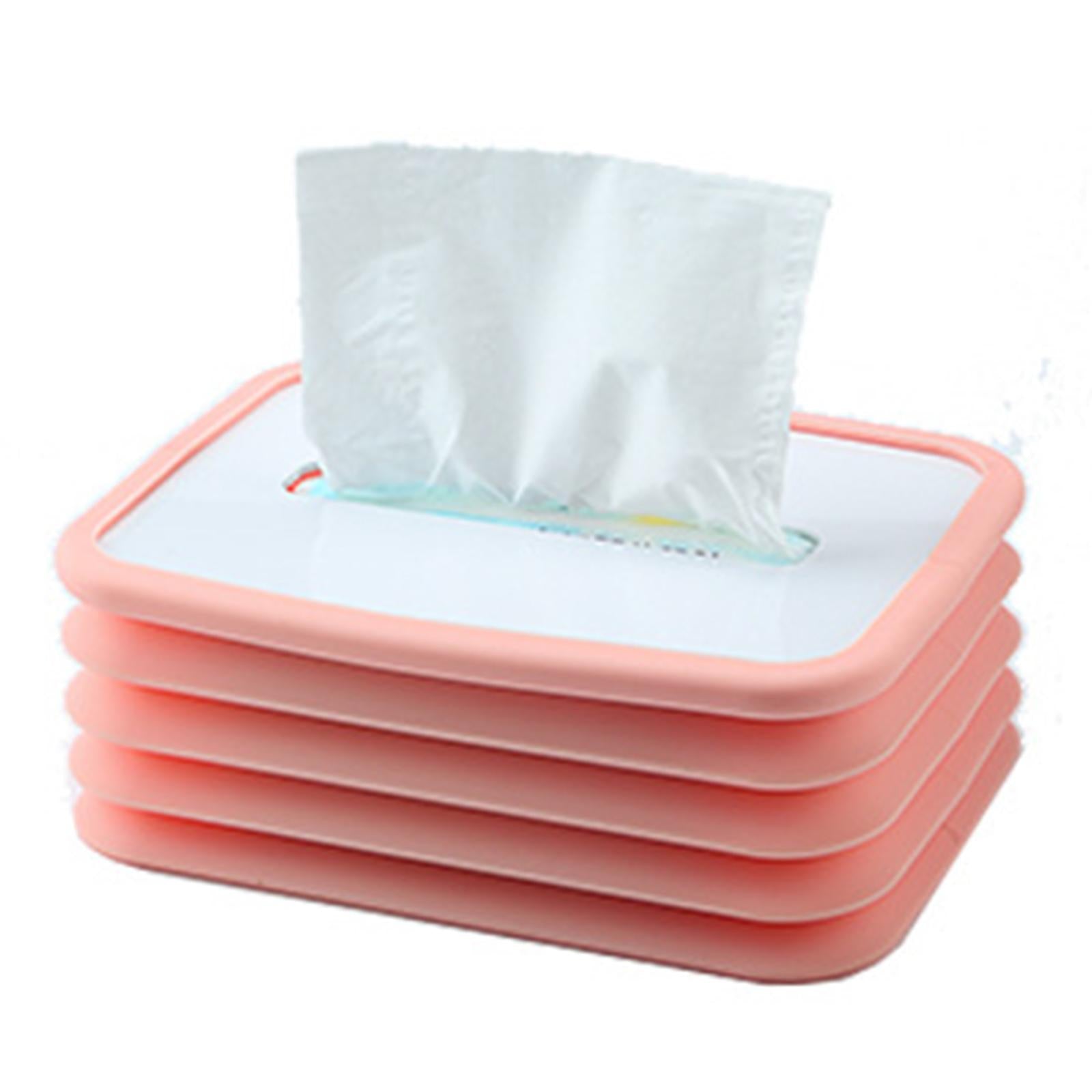 Creative Facial Tissue Box Holder Cover Folding Dispenser for Car Pink