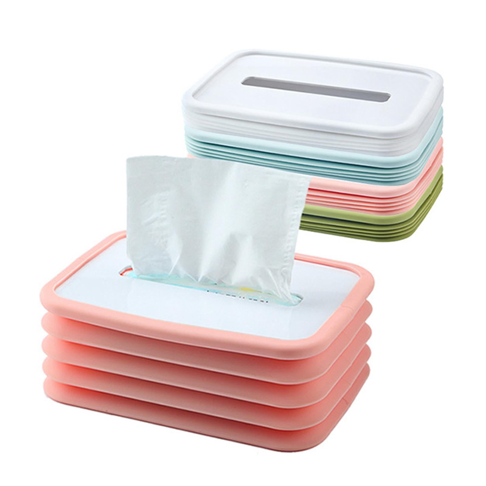 Creative Facial Tissue Box Holder Cover Folding Dispenser for Car Pink