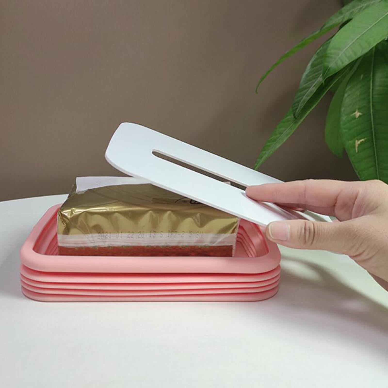 Creative Facial Tissue Box Holder Cover Folding Dispenser for Car Pink