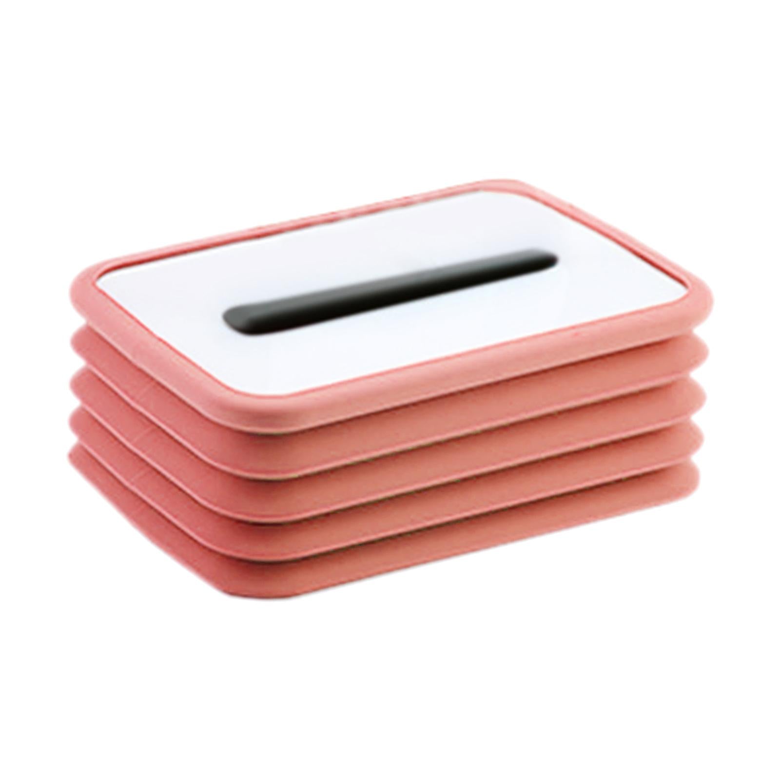 Creative Facial Tissue Box Holder Cover Folding Dispenser for Car Pink