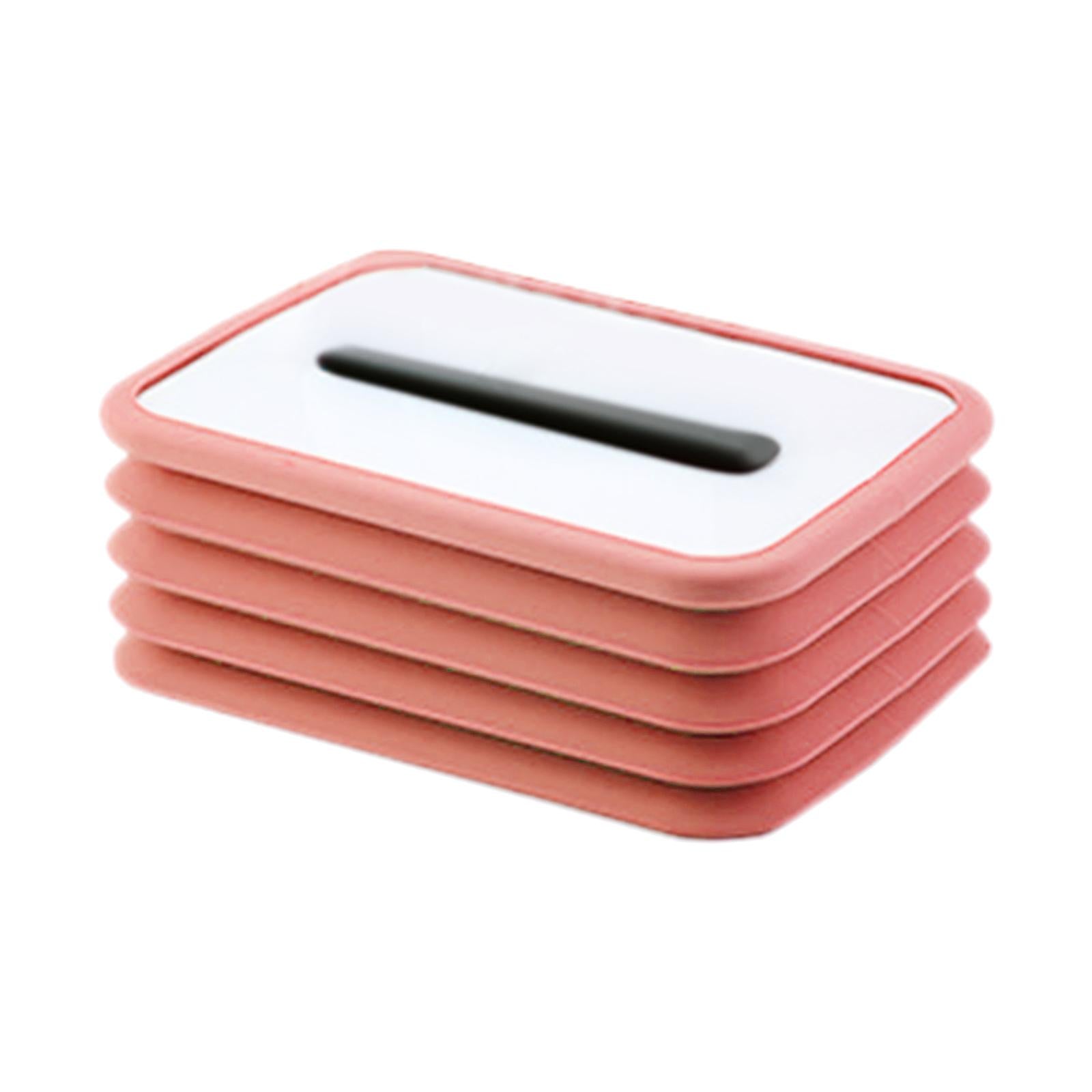 Creative Facial Tissue Box Holder Cover Folding Dispenser for Car Pink