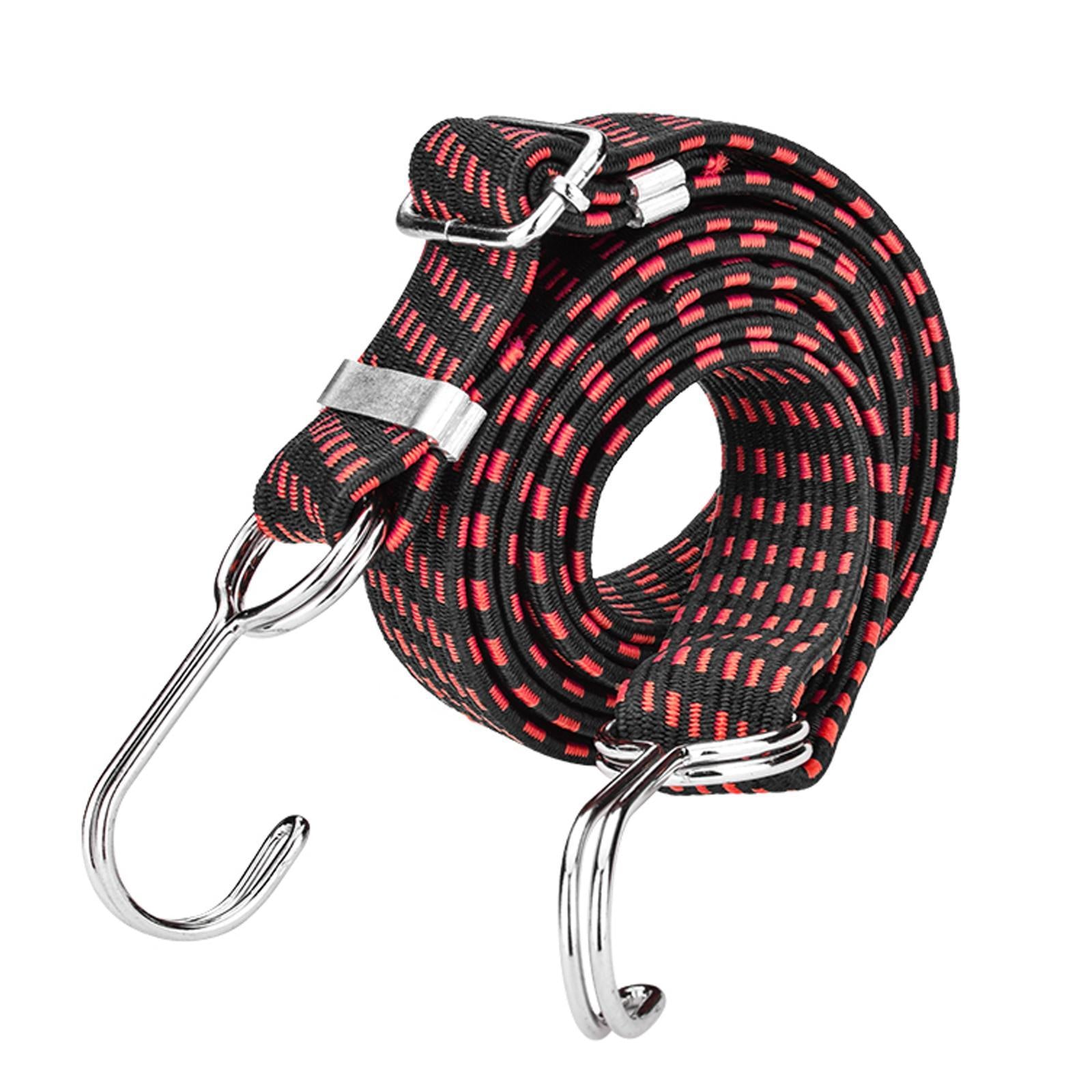 4xHeavy Duty Elastic BUNGEE CORD Travel Luggage Strap with Hooks Red 2m