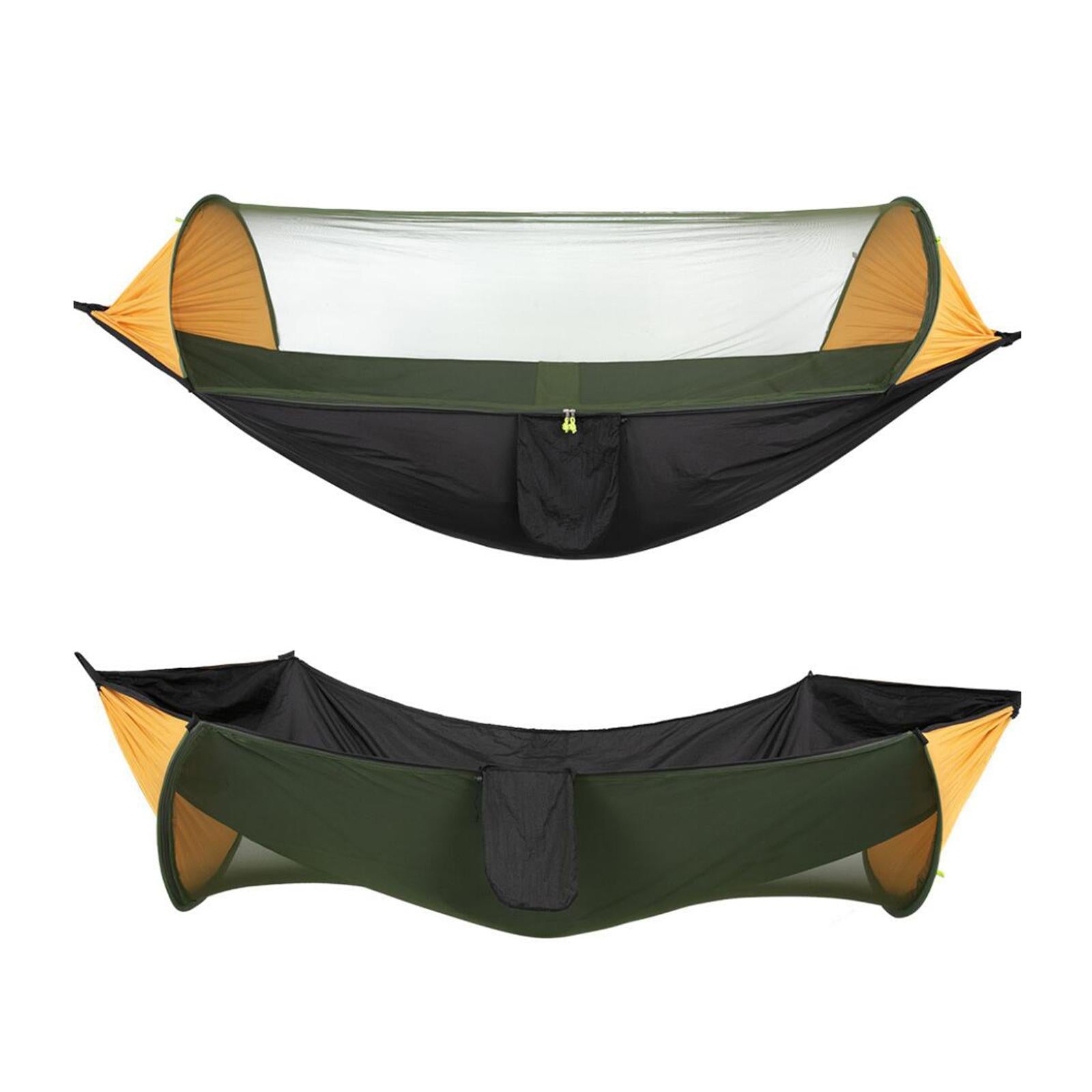 Camping Hammock with Net Single Hanging Sleeping Bed Lightweight Orange Black