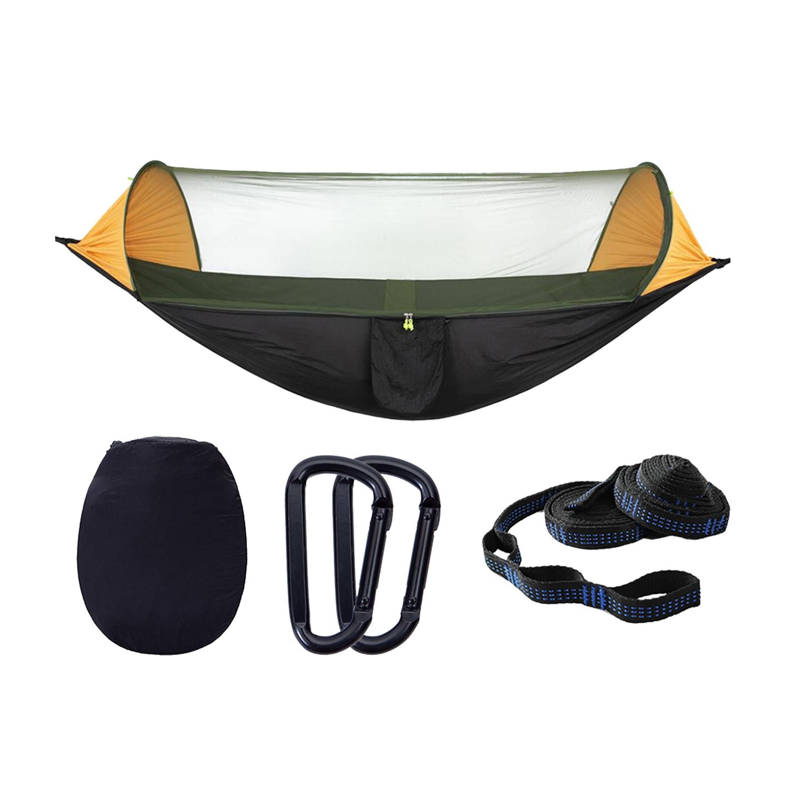 Camping Hammock with Net Single Hanging Sleeping Bed Lightweight Orange Black