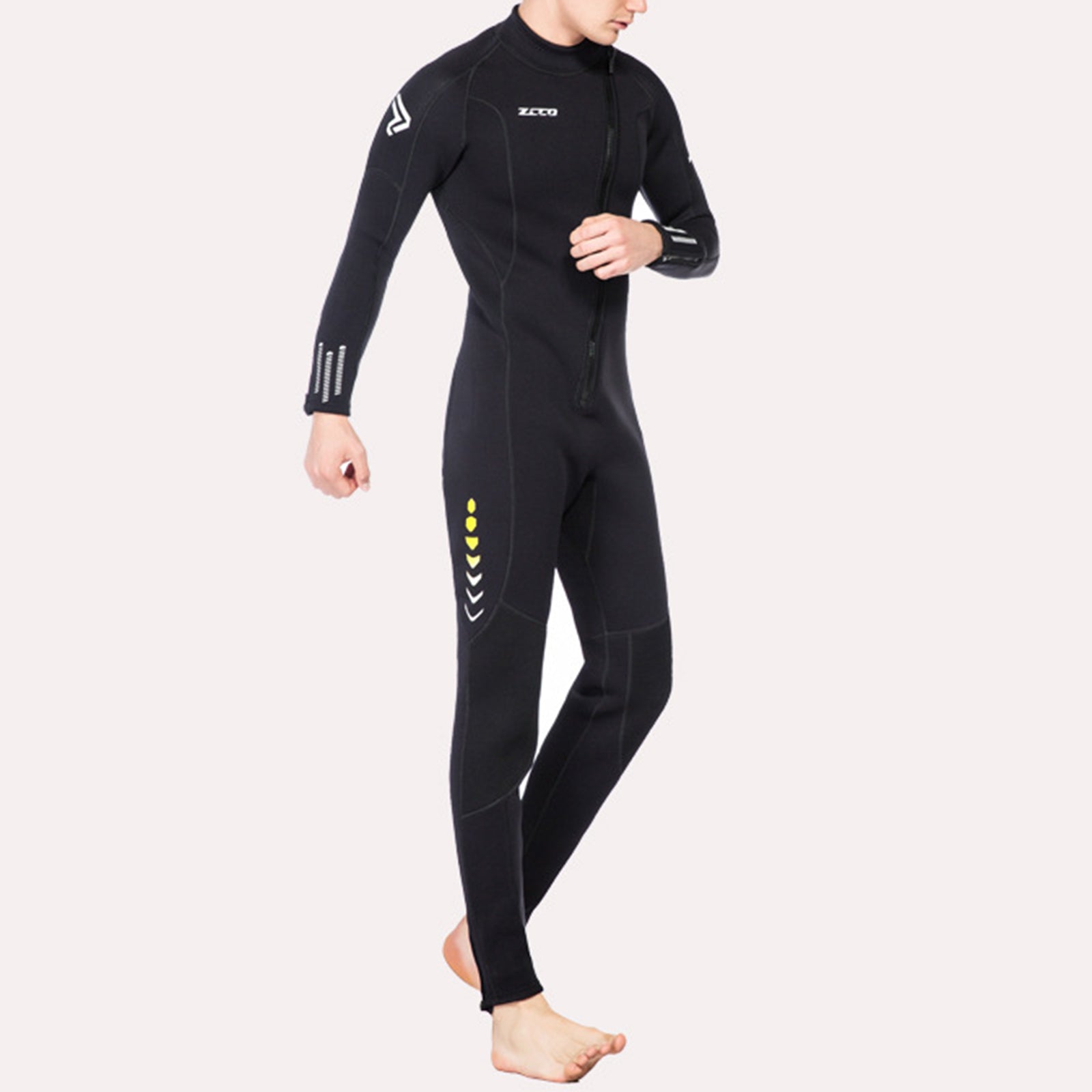 Diving Wetsuit Full Length Wet Suit Surf Diving Suit Front Zipper Swimsuit Men 2XL