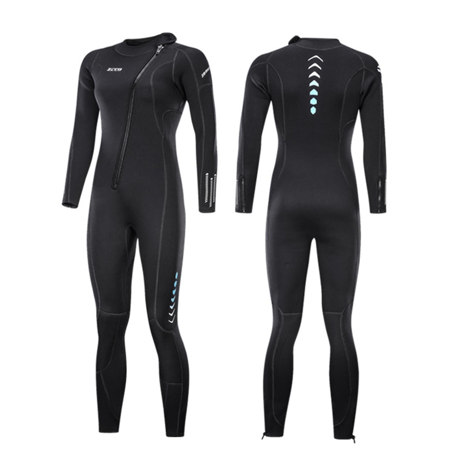 Diving Wetsuit Full Length Wet Suit Surf Diving Suit Front Zipper Swimsuit Women 2XL