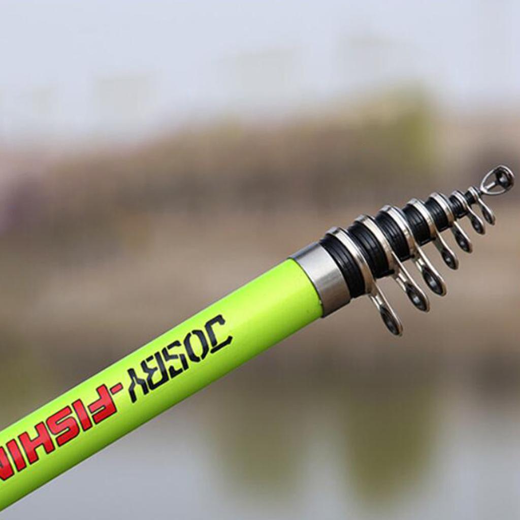 Carbon Fiber Telescopic Rock Fishing Rod Sea Pole Travel Rod 2.1m Green