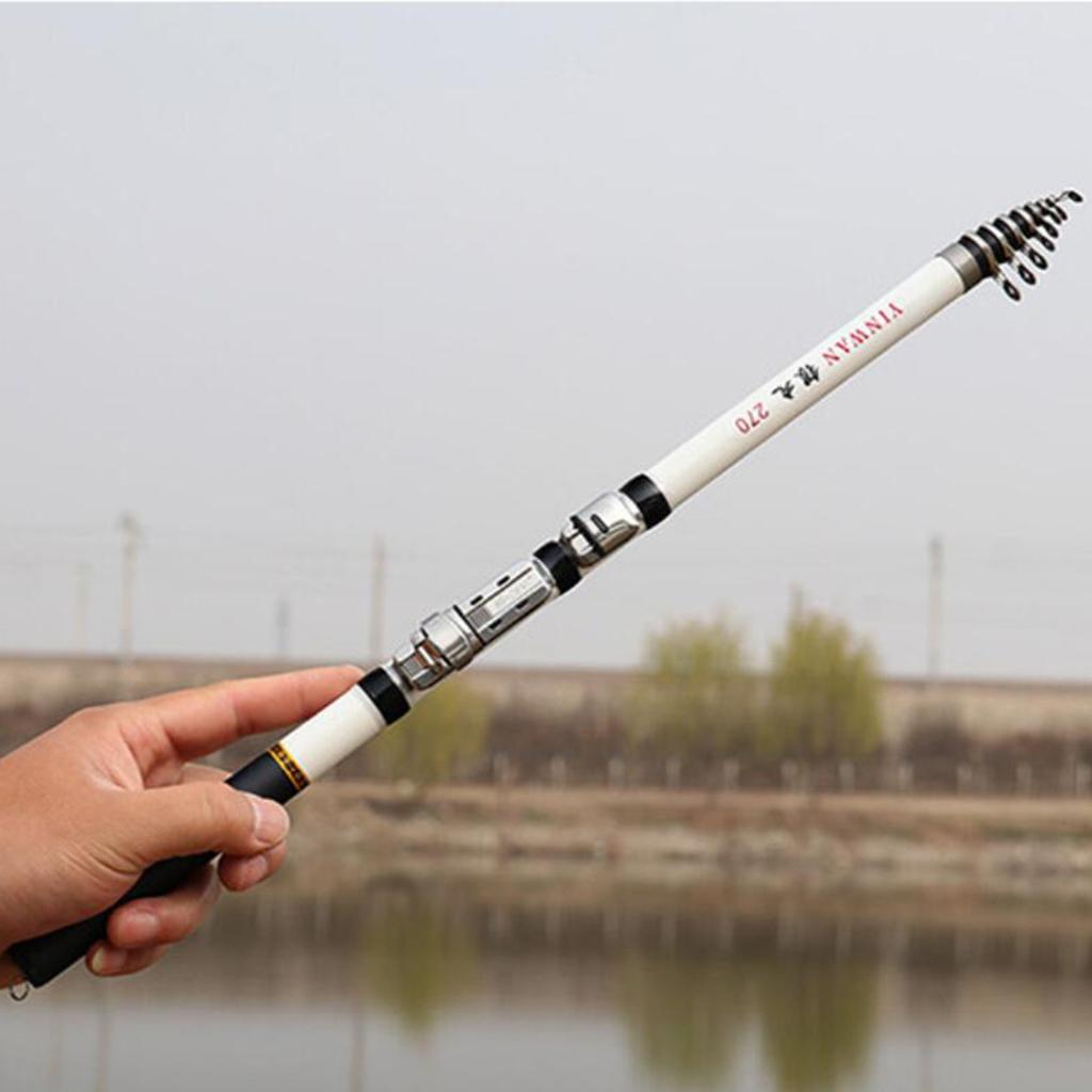Carbon Fiber Telescopic Rock Fishing Rod Sea Pole Travel Rod 1.8m White