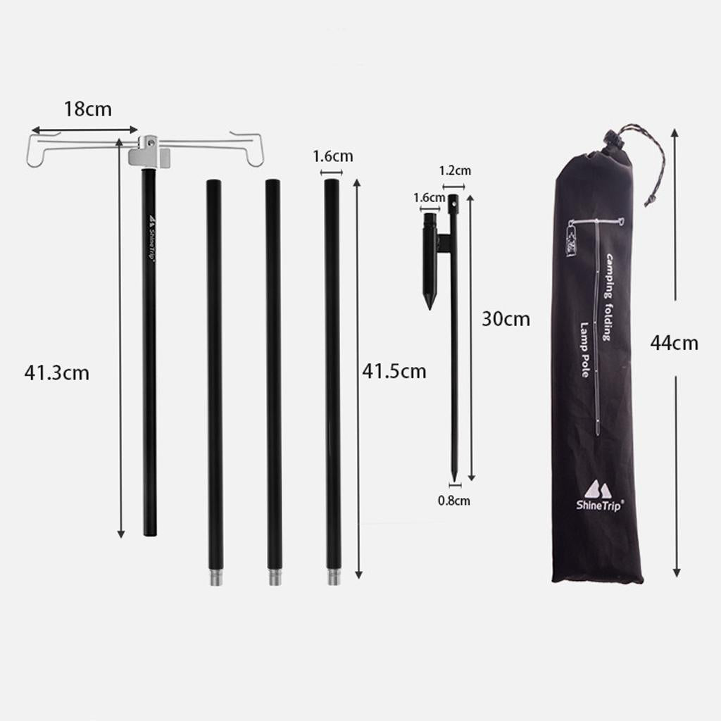 Camping Lantern Stand Detachable Telescopic Outdoor Lamp Holder Black