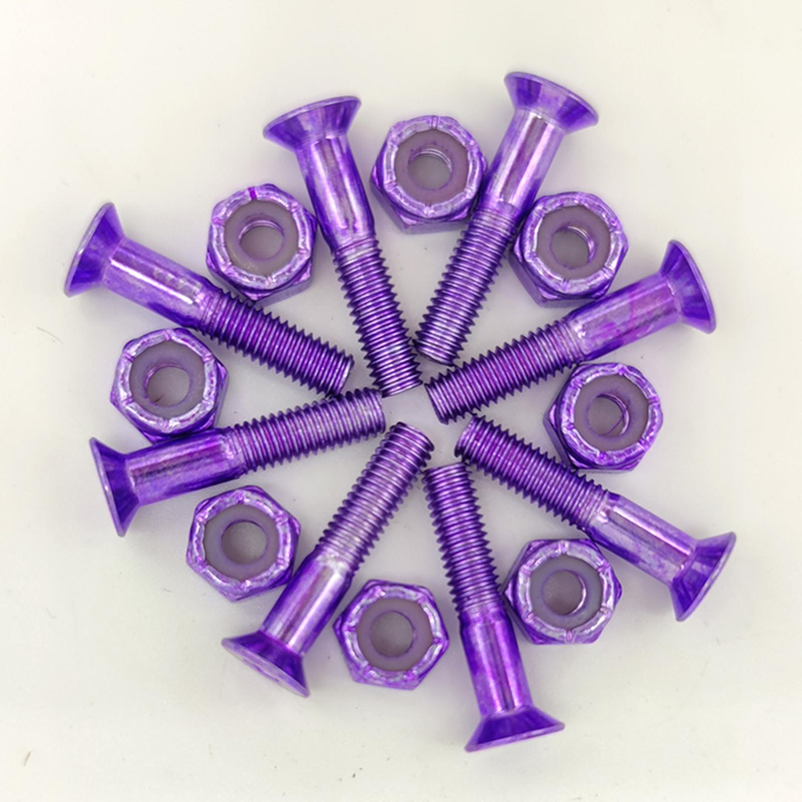 2x8pcs Replacement Skateboard Hardware Set Longboard Screws Accessories purple