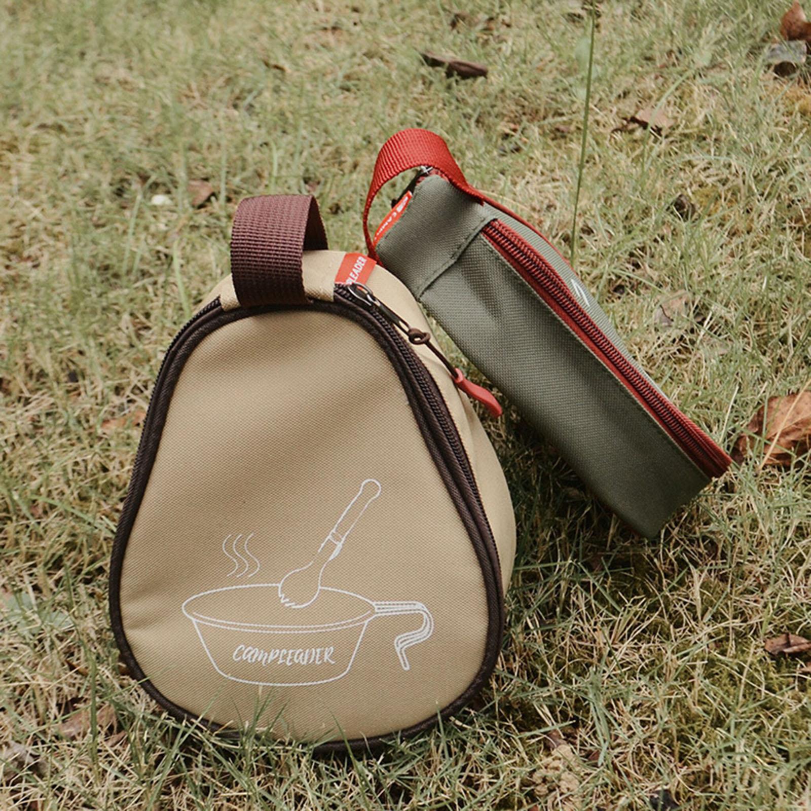 Cup Storage Bag Hand-Held Barbecue Tableware Bag for Camping Green