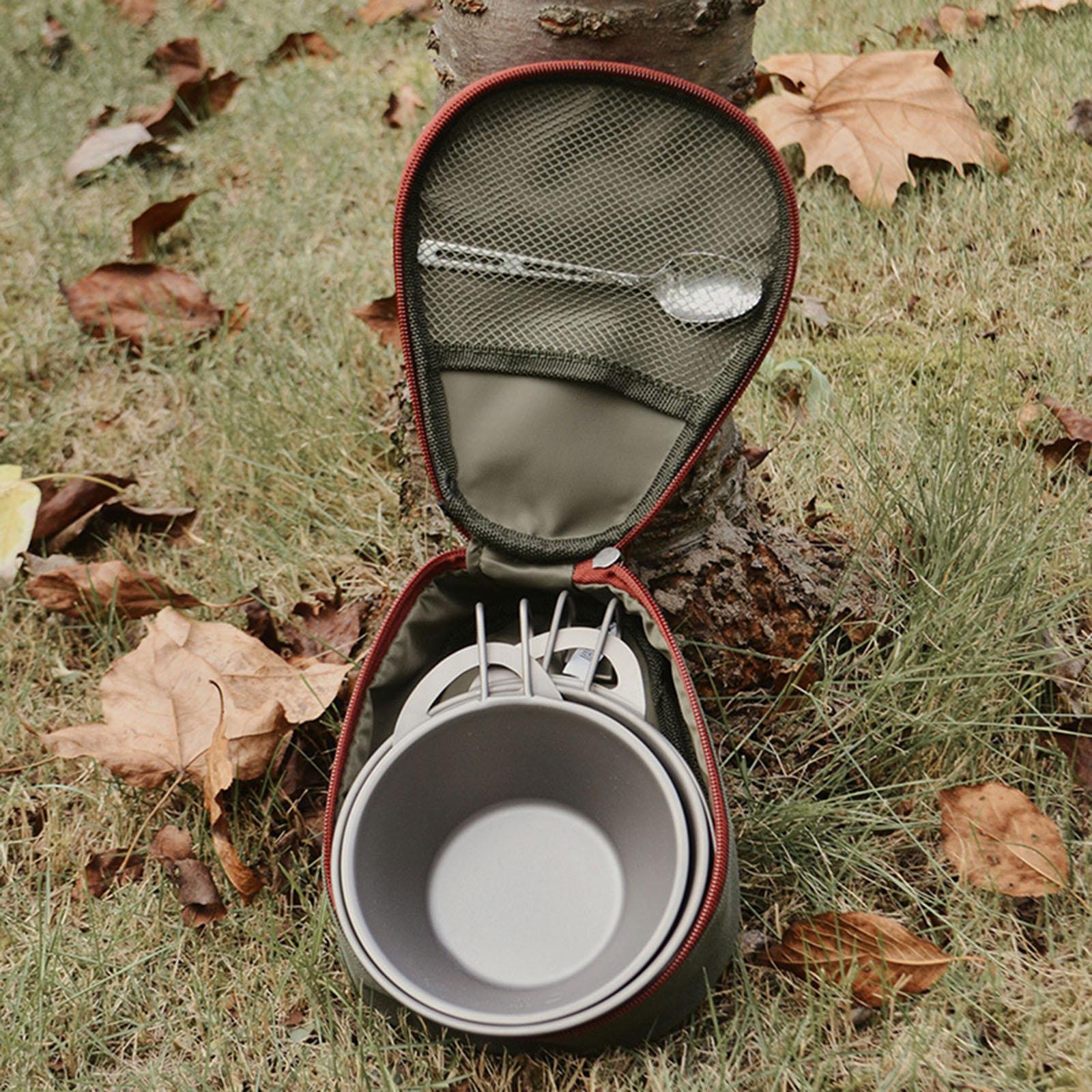 Cup Storage Bag Hand-Held Barbecue Tableware Bag for Camping Green