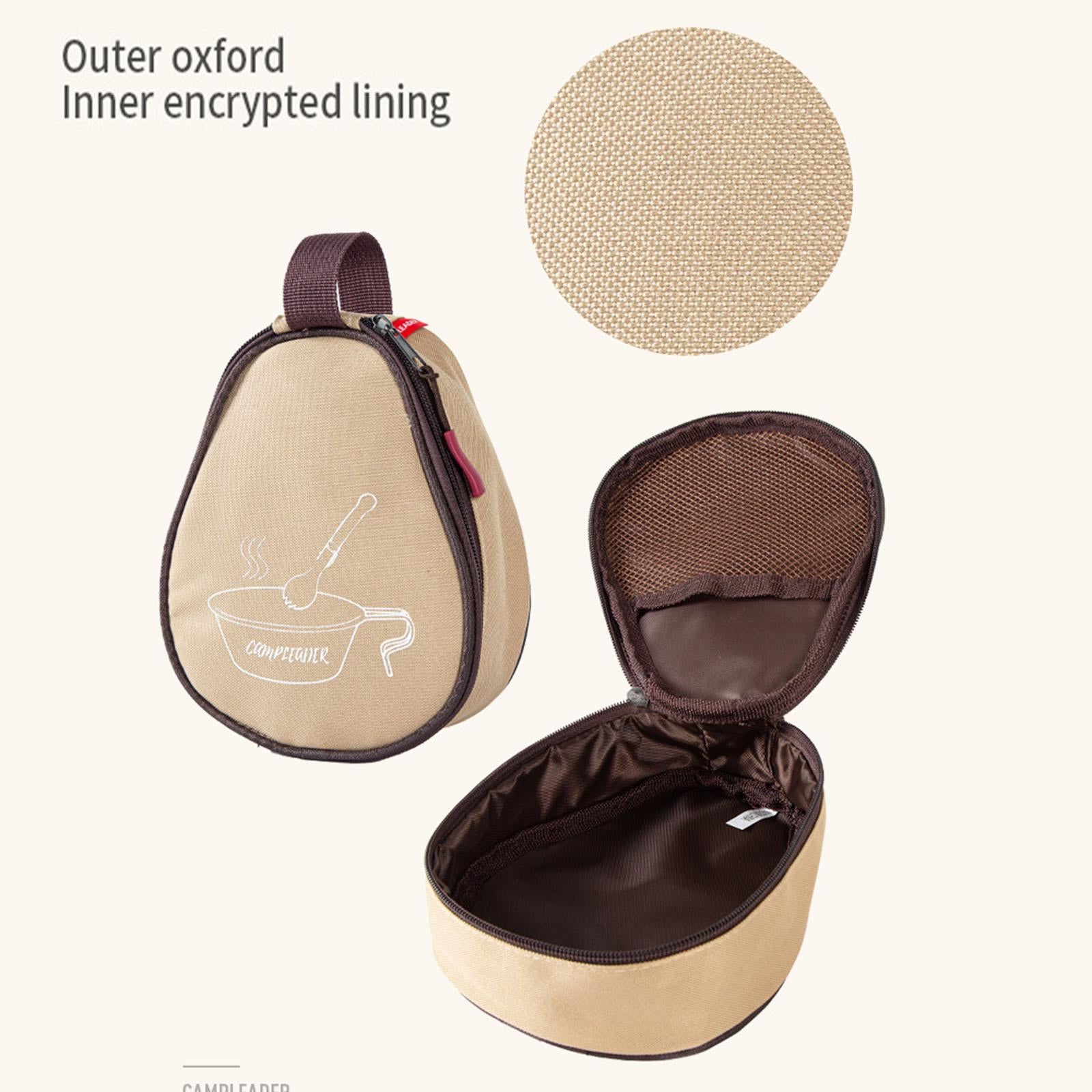 Cup Storage Bag Hand-Held Barbecue Tableware Bag for Camping Khaki