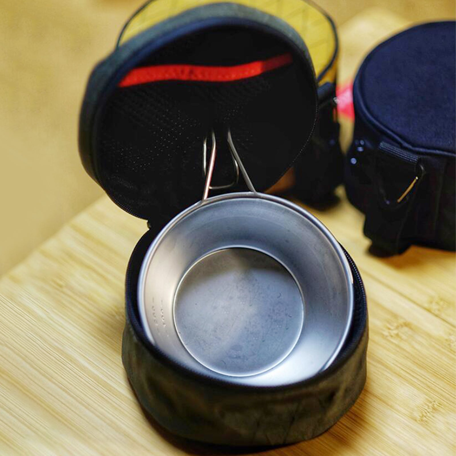 Cup Storage Bag Hand-Held Barbecue for Backpacking Camping w/Hooks Black