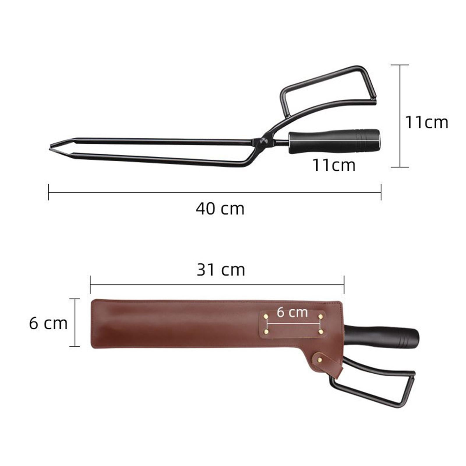 Campfire Tongs Log Grabber Wooden Handle Pit Tool Camping Fireplace Tongs
