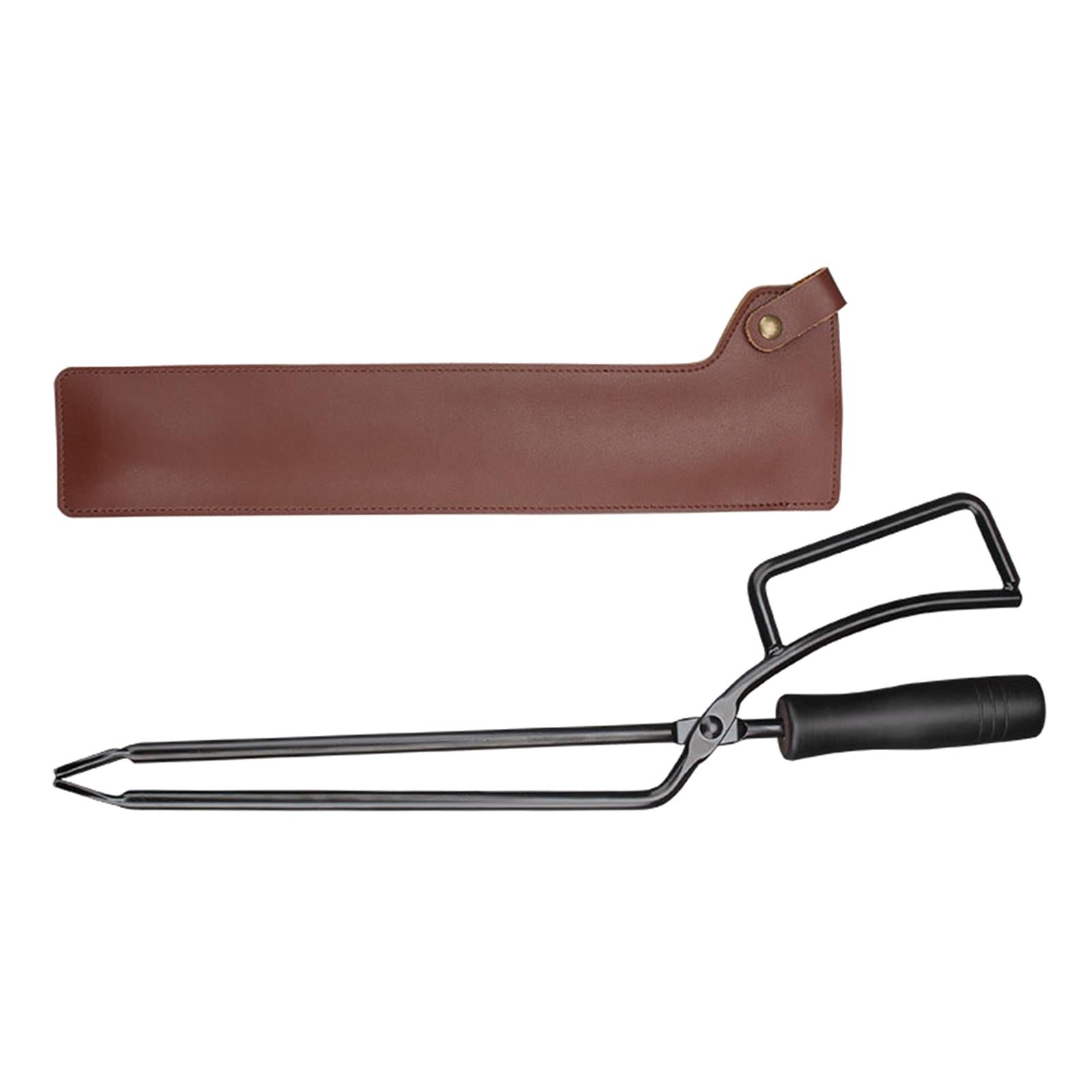 Campfire Tongs Log Grabber Wooden Handle Pit Tool Camping Fireplace Tongs