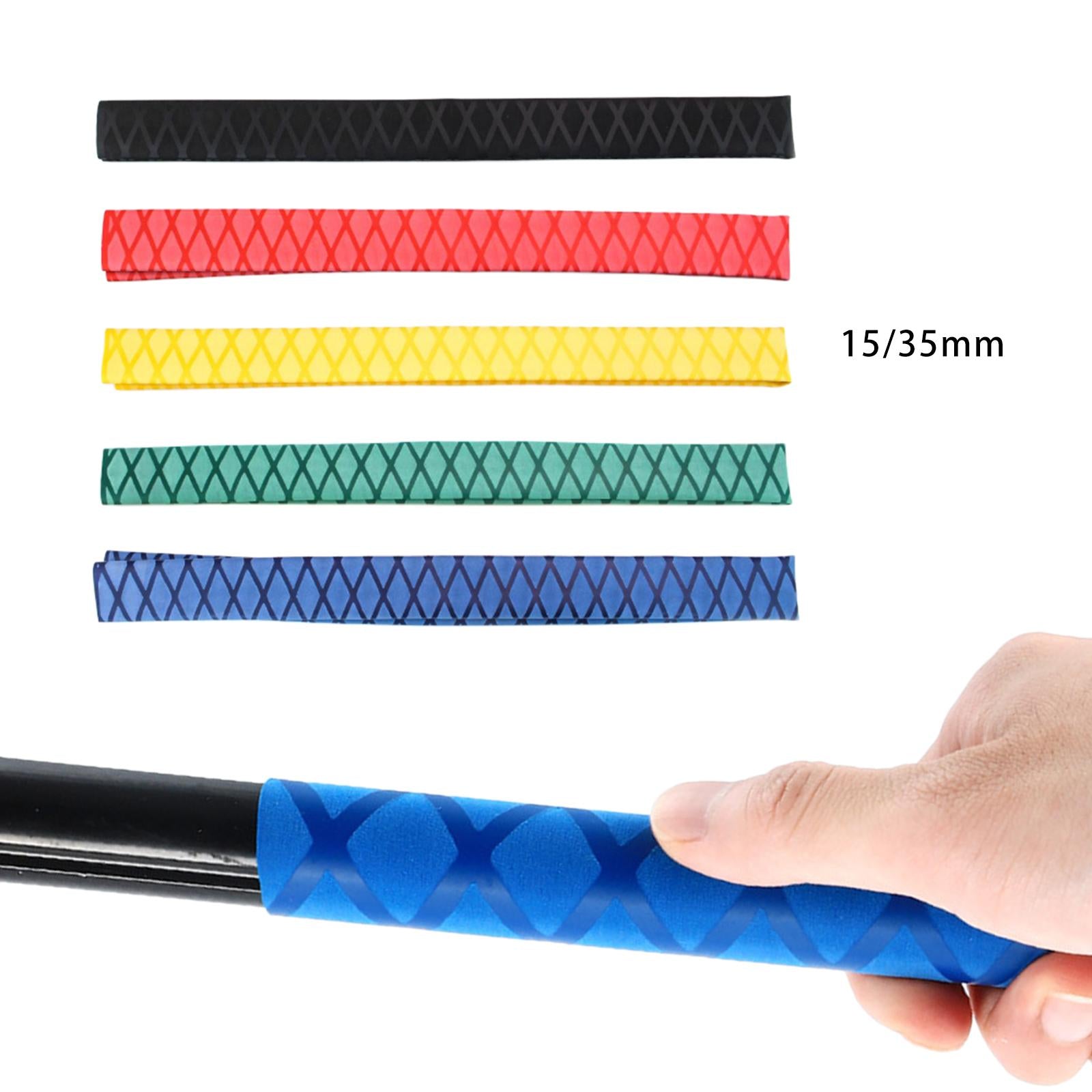 2xHeat Shrink Rod Wrap 3:1 Electrical Insulation Non-Slip 15mm 35mm Diameter Black 15mm