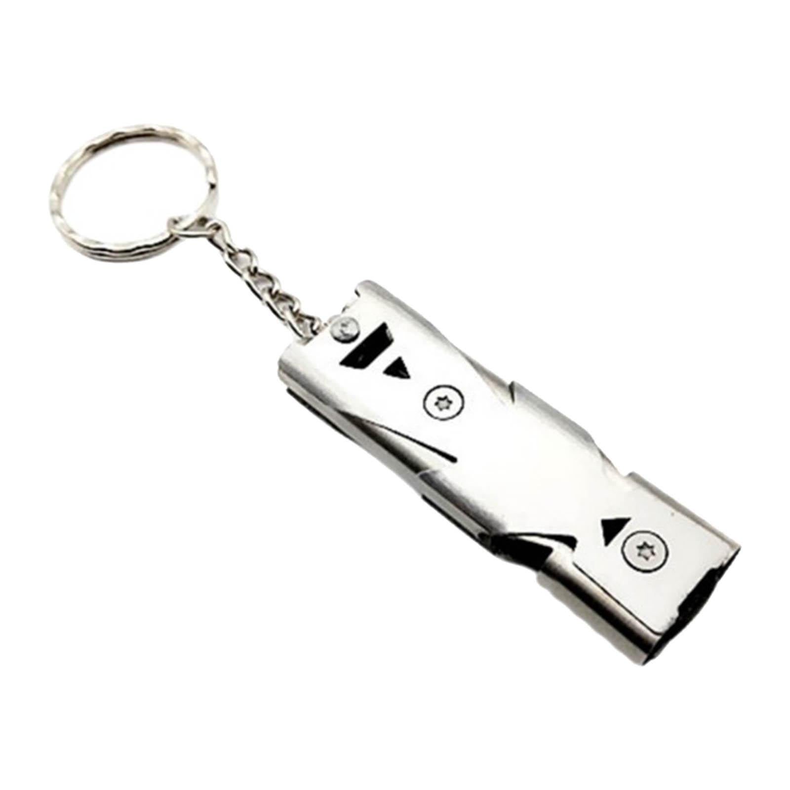 2xDouble Pipe Whistle Lifesaving Emergency SOS Outdoor Survival silver