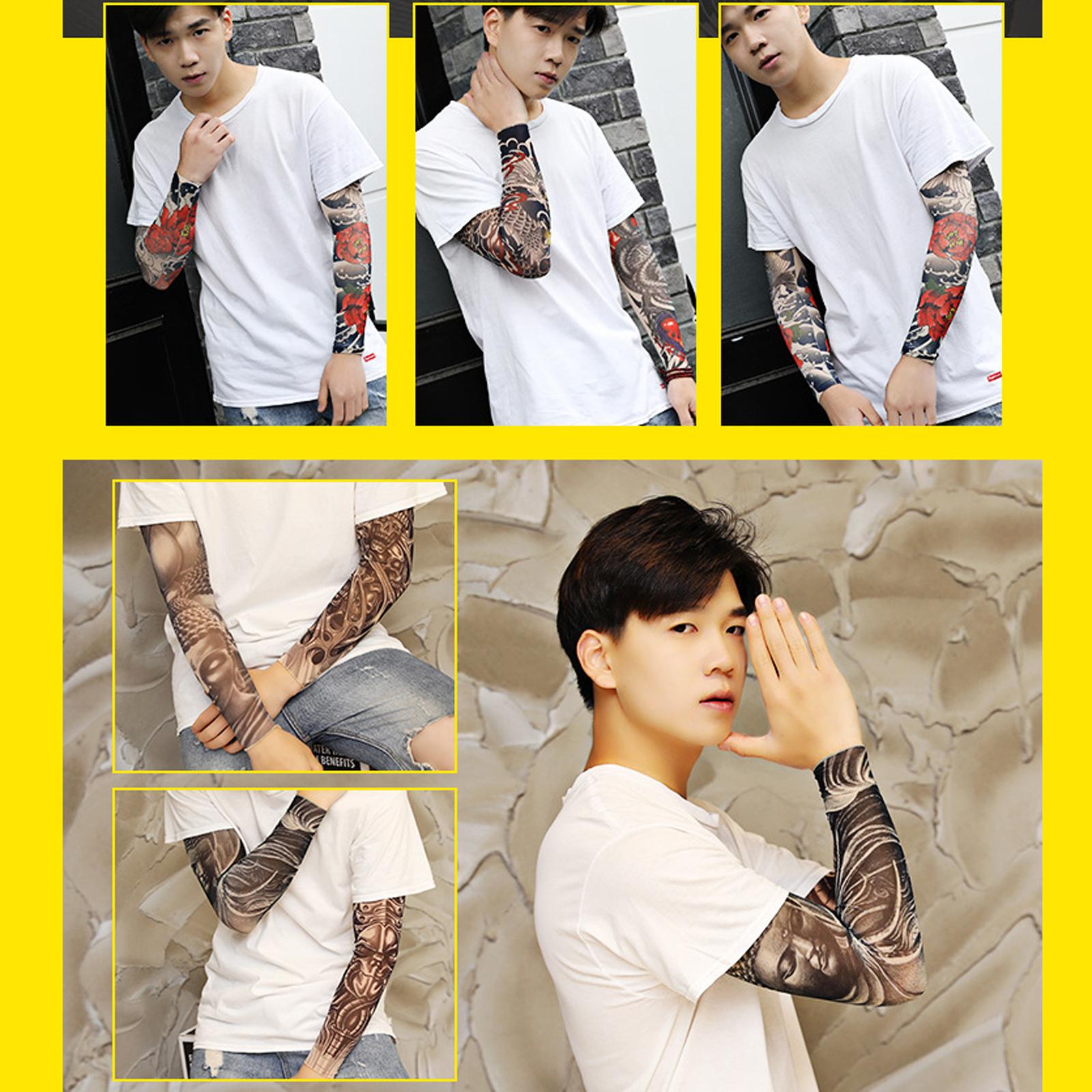 4xUnisex Cooling Arm Sleeves Tattoo Cover up for Walking Basketball Tennis B