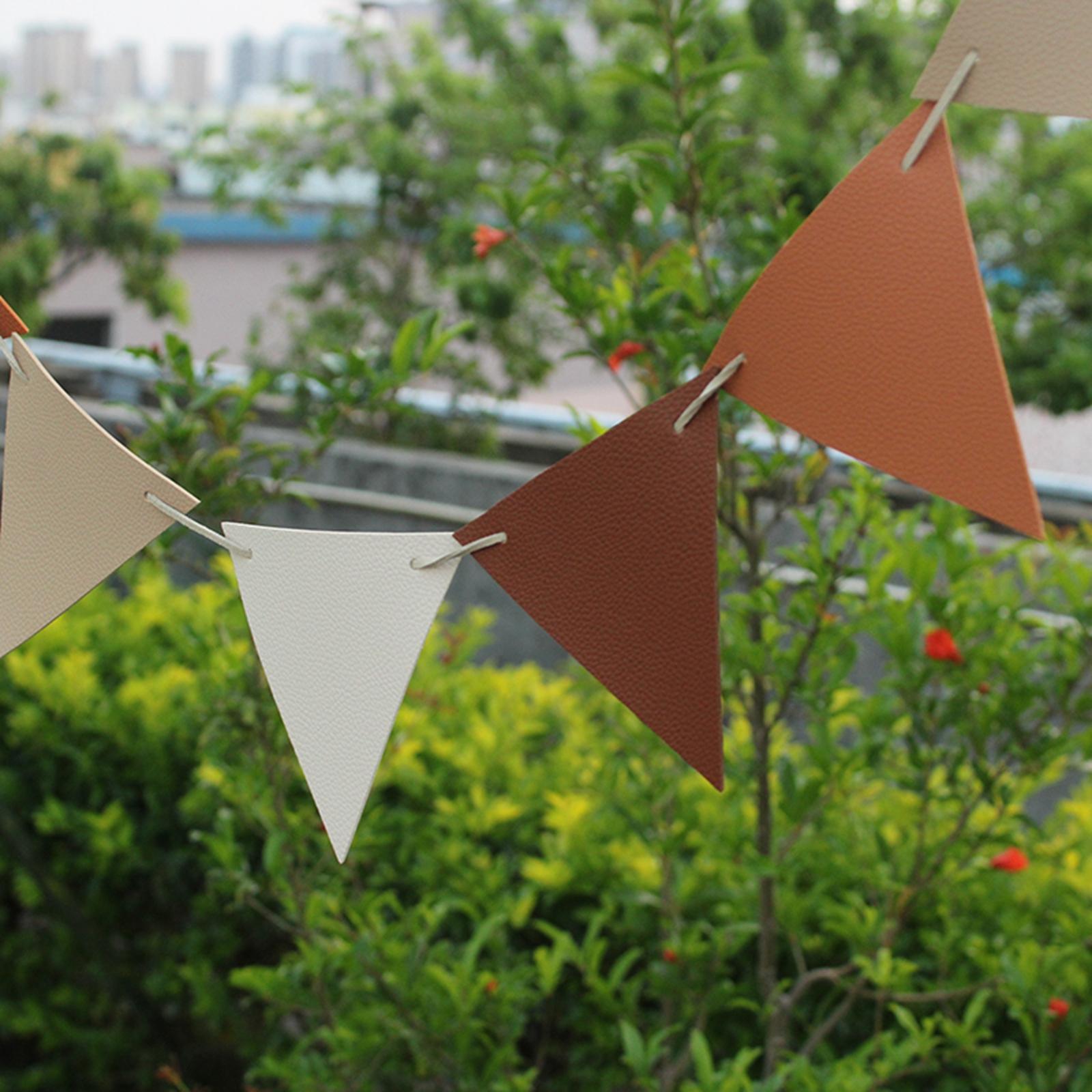 12Pcs Pennant Banner Triangle Flags DIYBunting for Indoor Party Anniversary Brown