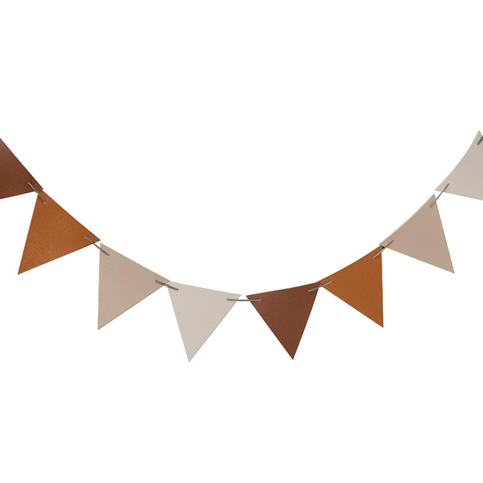12Pcs Pennant Banner Triangle Flags DIYBunting for Indoor Party Anniversary Brown