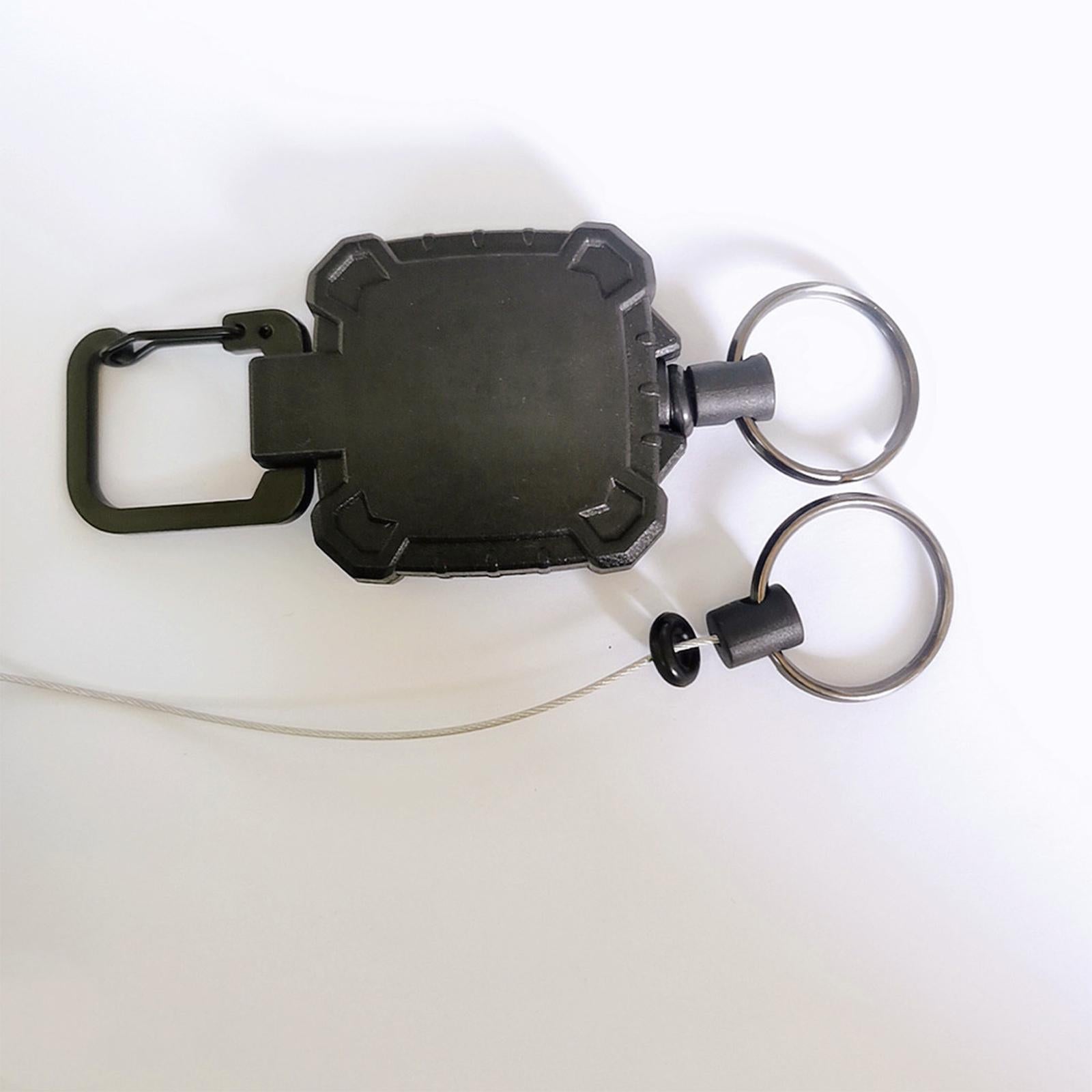 4xRetractable Keyring Recoil Key Chains 60cm Telescopic with Carabiner Square