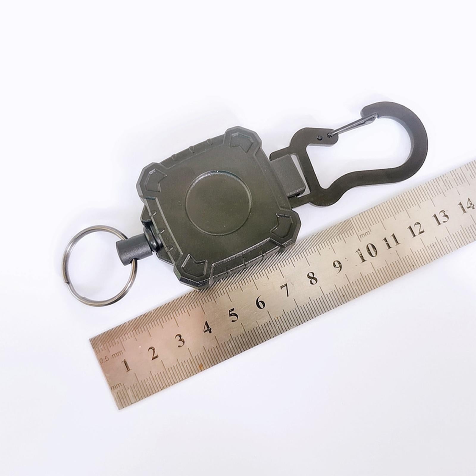 4xRetractable Keyring Recoil Key Chains 60cm Telescopic with Carabiner Gourd