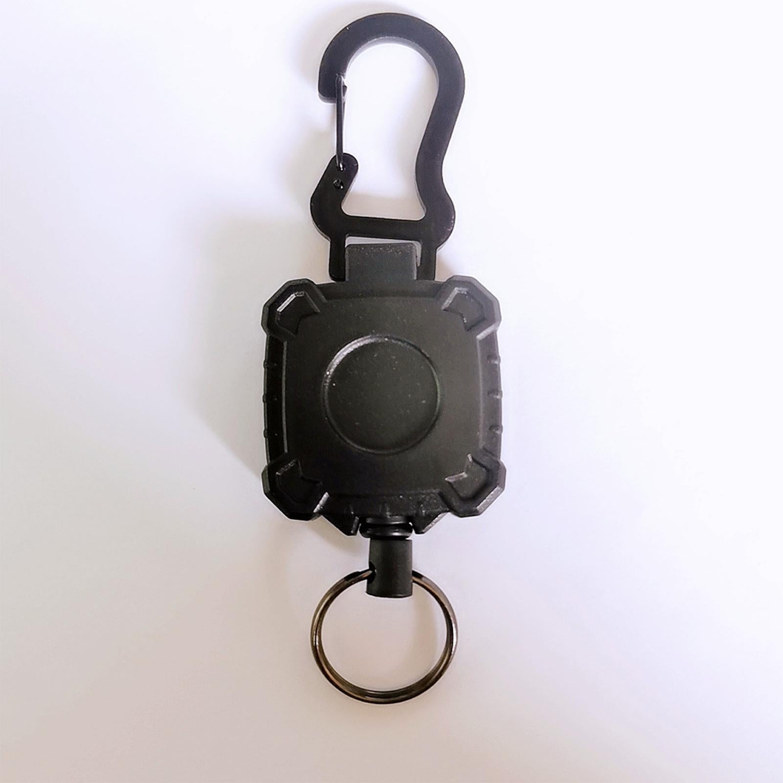 3xRetractable Keyring Recoil Key Chains 60cm Telescopic with Carabiner Gourd