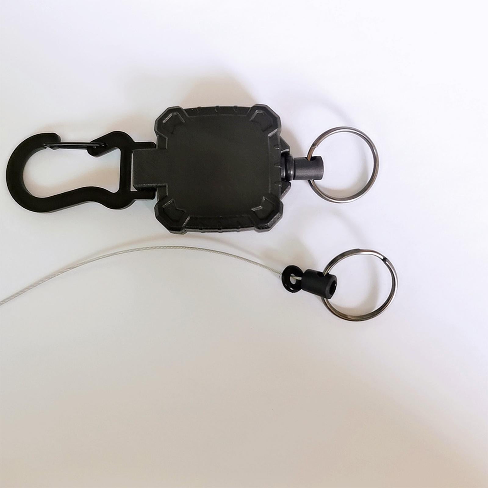 4xRetractable Keyring Recoil Key Chains 60cm Telescopic with Carabiner Gourd