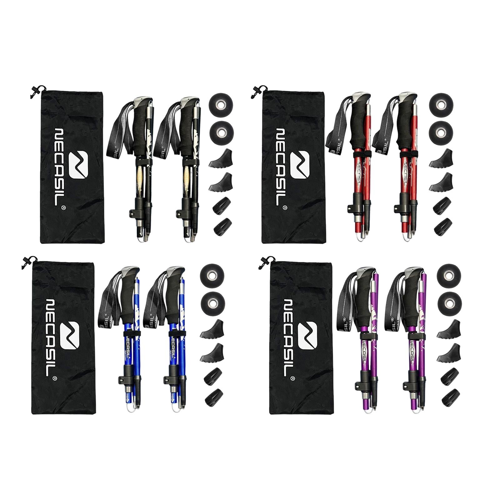 2 Pieces Hiking Poles Alpenstock Lightweight Folding for Kids walking Black