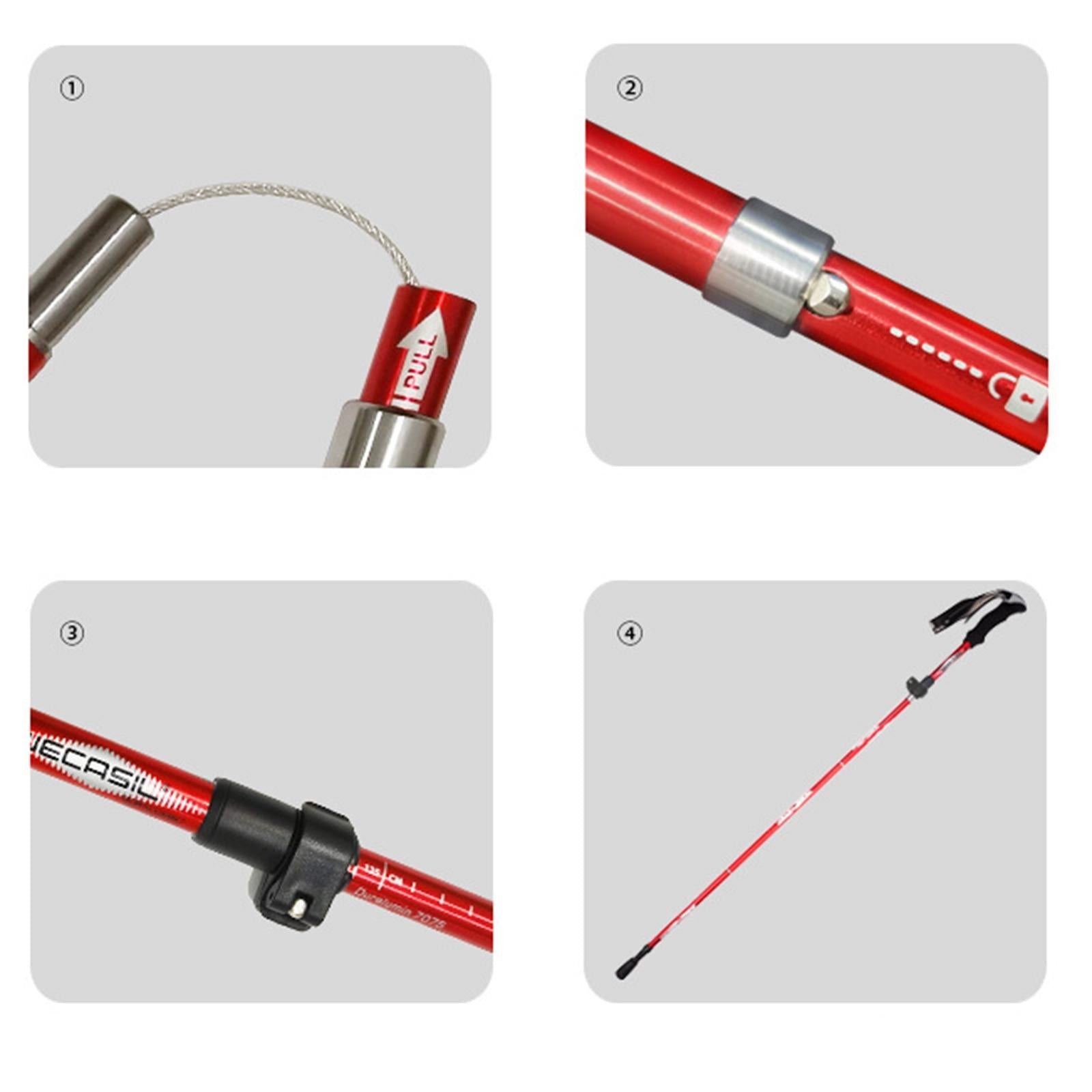 2 Pieces Hiking Poles Alpenstock Lightweight Folding for Kids walking Red