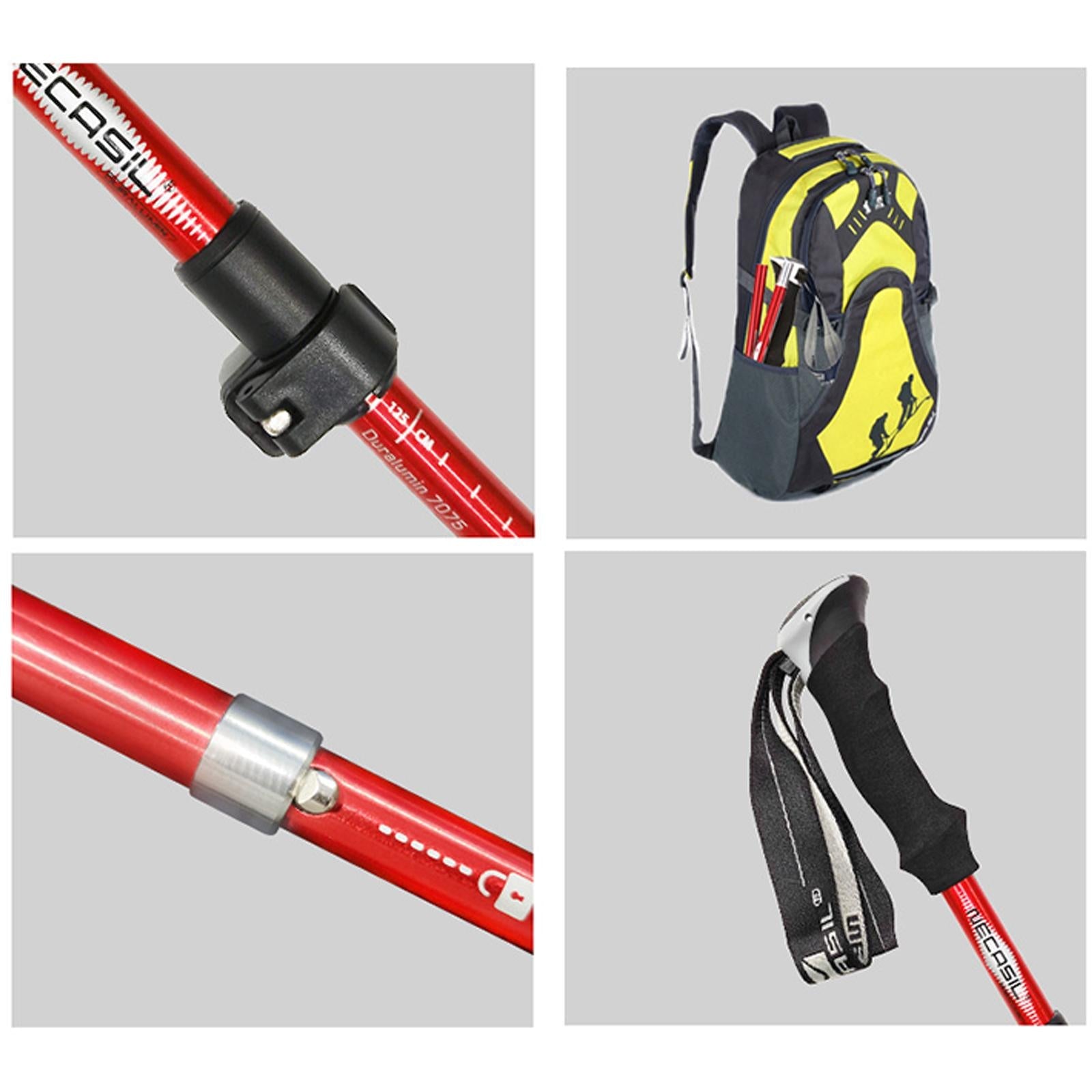 2 Pieces Hiking Poles Alpenstock Lightweight Folding for Kids walking Red