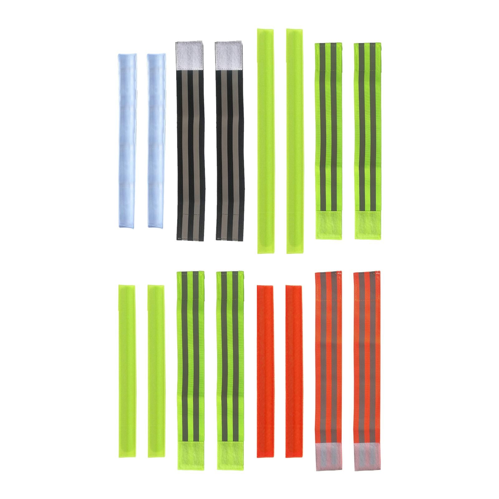 2xReflective Bands Wristband Reflector Tape Strips for Night Jogging Sports 35cm Green