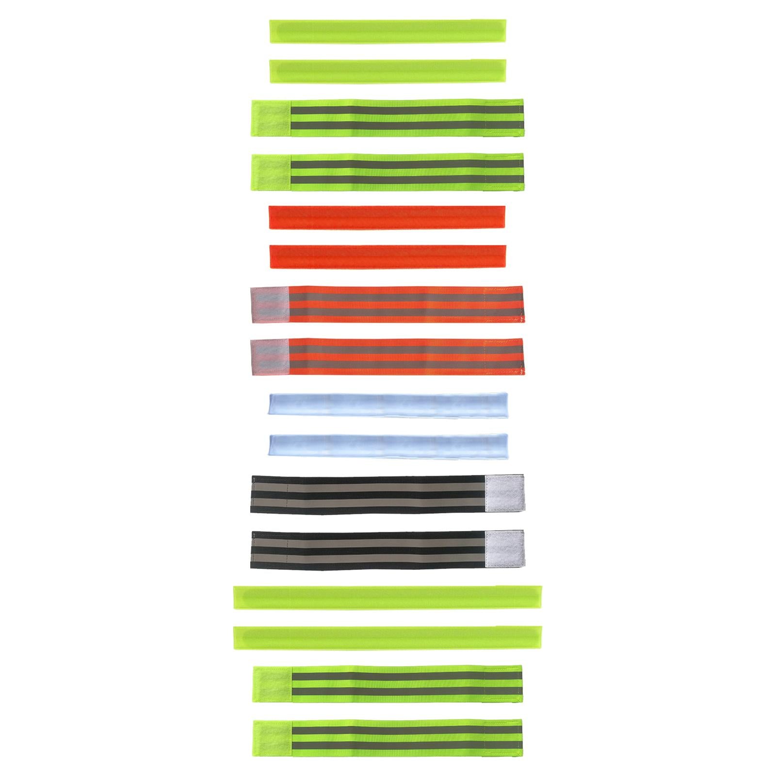 2xReflective Bands Wristband Reflector Tape Strips for Night Jogging Sports 35cm Green