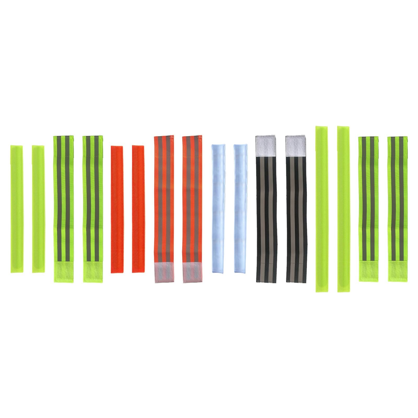 2xReflective Bands Wristband Reflector Tape Strips for Night Jogging Sports 35cm Green