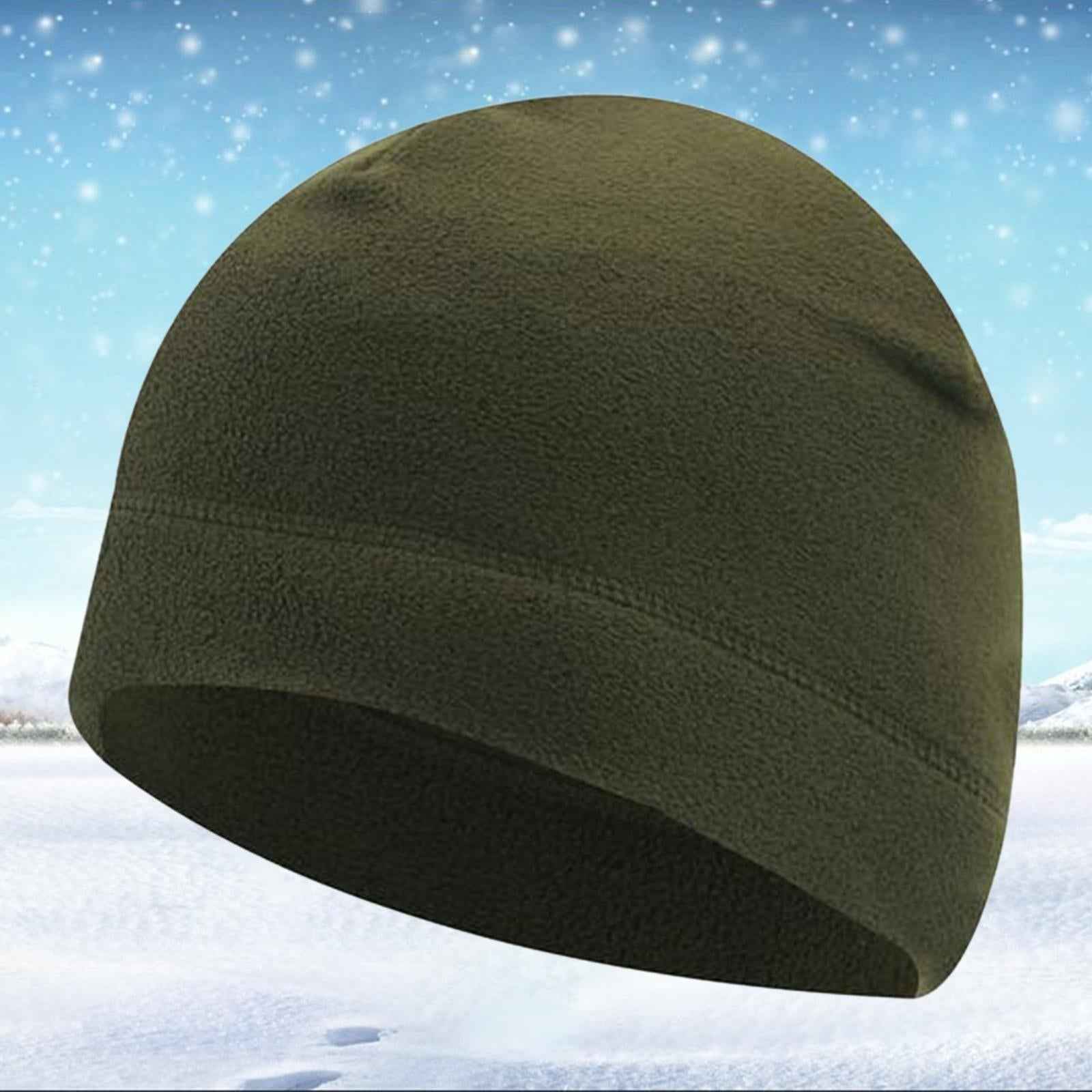 Windproof Skull Hat Men Lightweight Winter Beanie for Basketball Hiking Dark Green