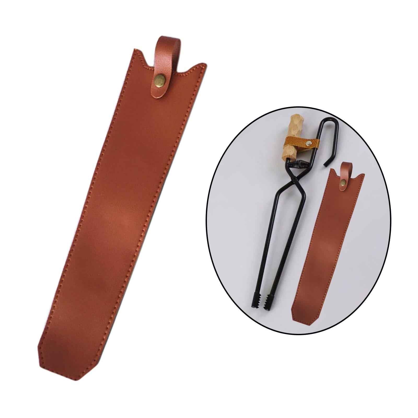 Fireplace Tongs Fire Place Picnic Heat Insulation Outdoor Fire Tongs leather case