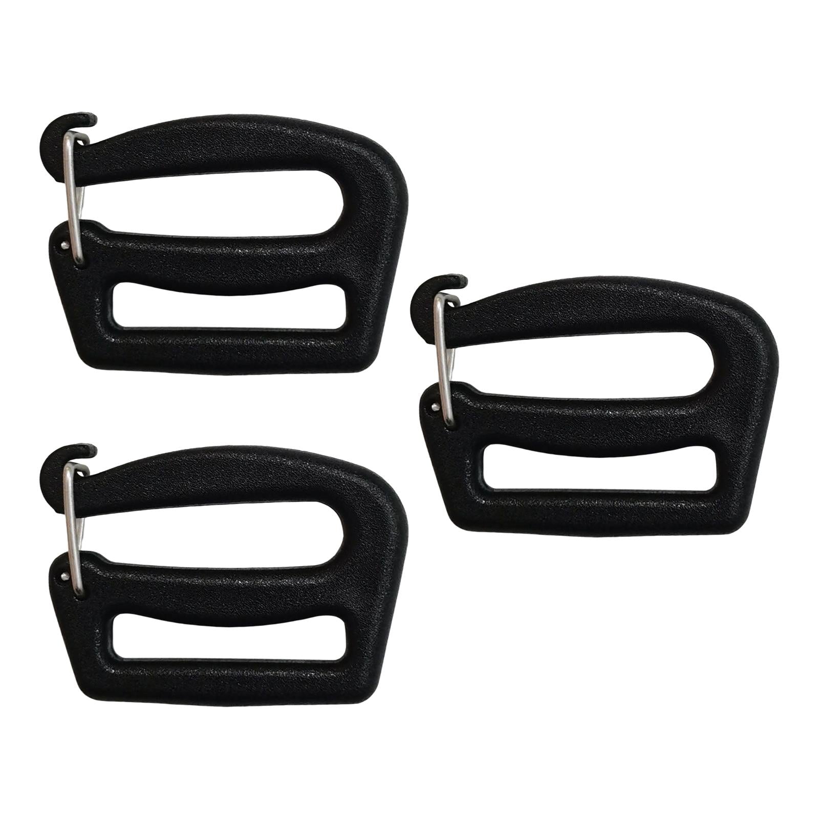 4xWebbing Release G Hook Camping Equipment Bag 1 inch Black Backpack Adjusters 3pcs